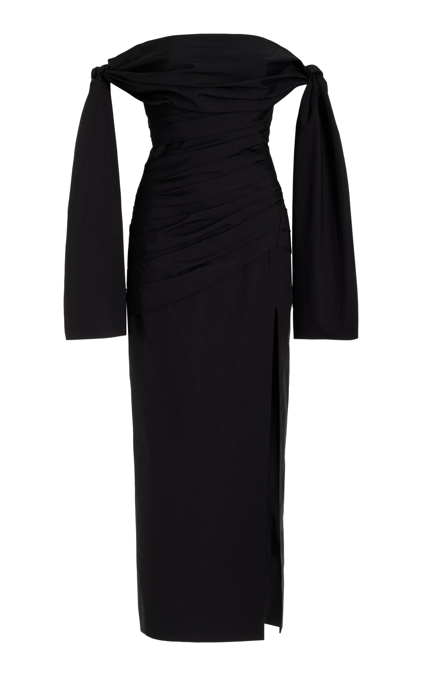 Carolina Herrera Off-the-shoulder Stretch-cotton Midi Dress In Black