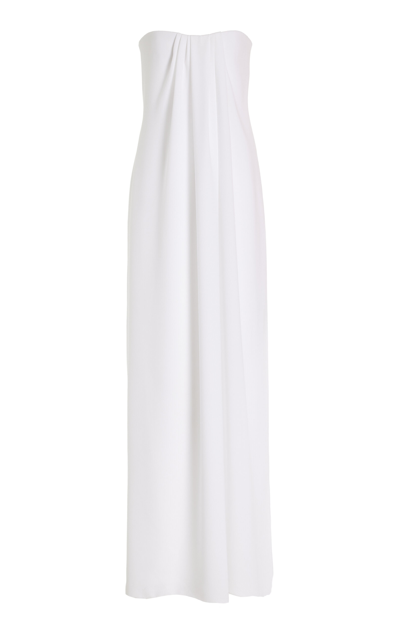 Carolina Herrera Draped Crepe Strapless Gown In White
