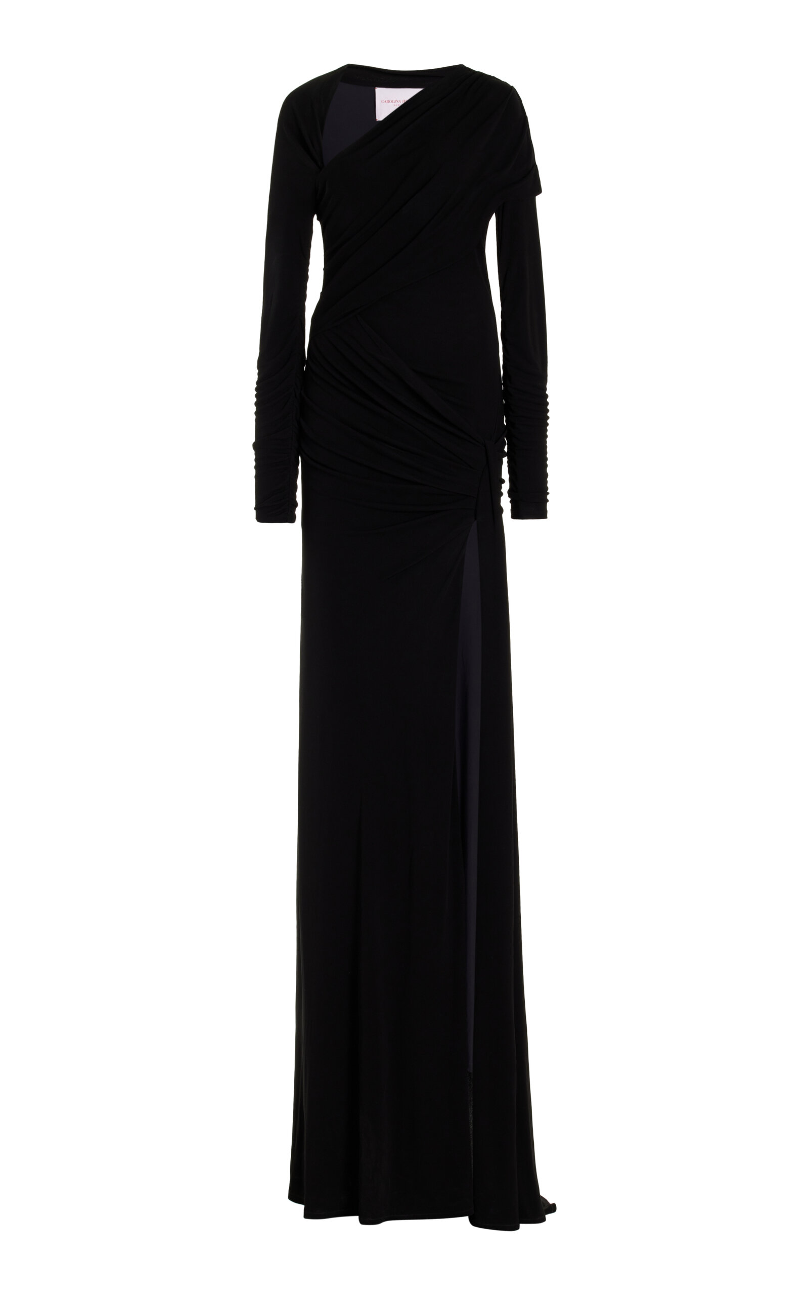 Carolina Herrera Draped Crepe Gown In Black