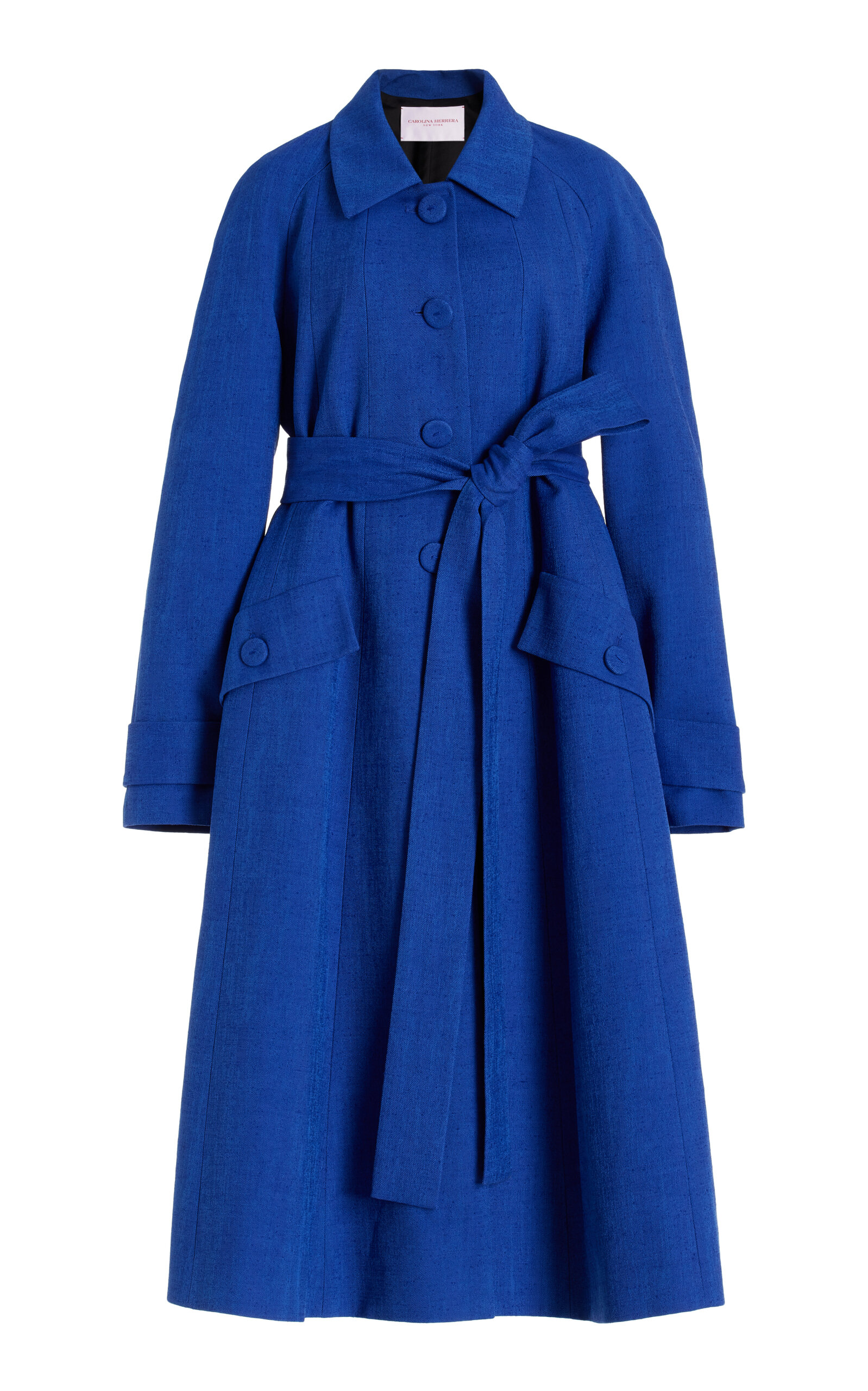 Carolina Herrera A-line Cotton-blend Coat In Blue