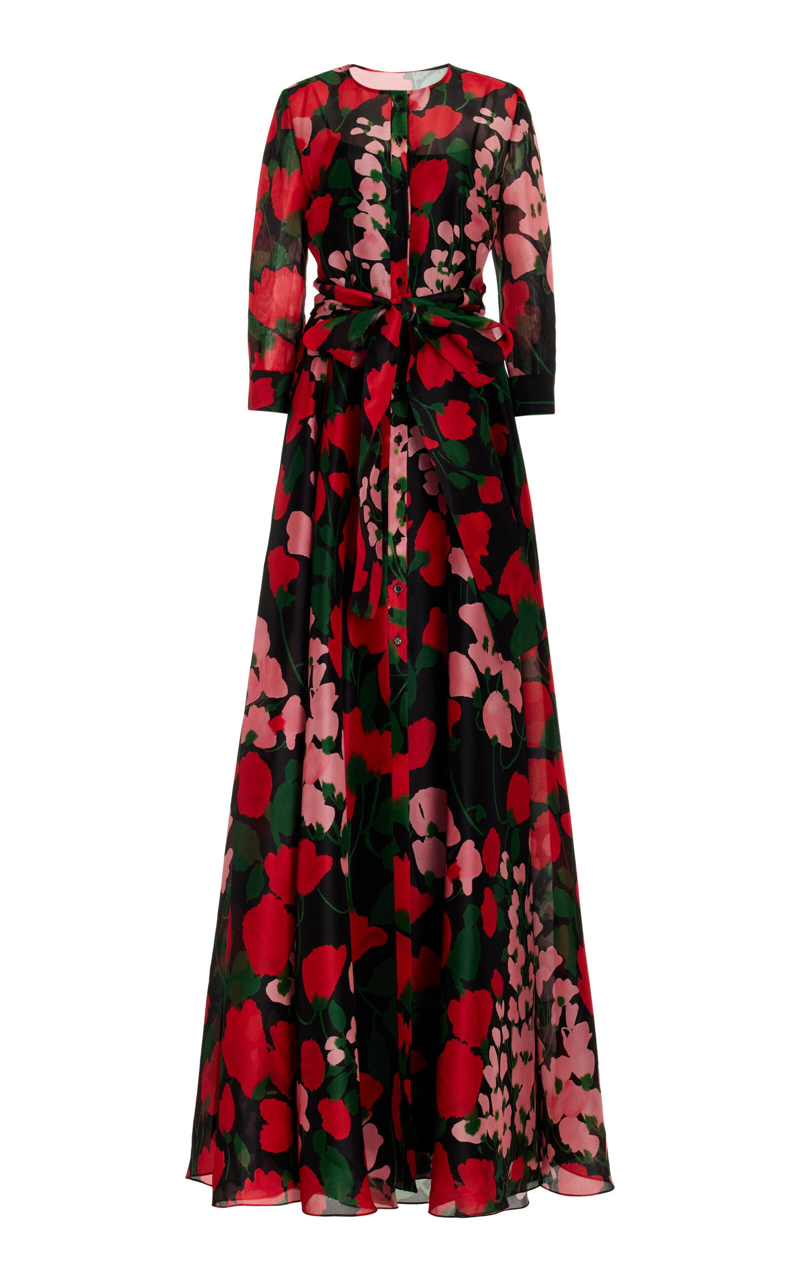 Carolina Herrera Floral-print Collarless Gown In Floral