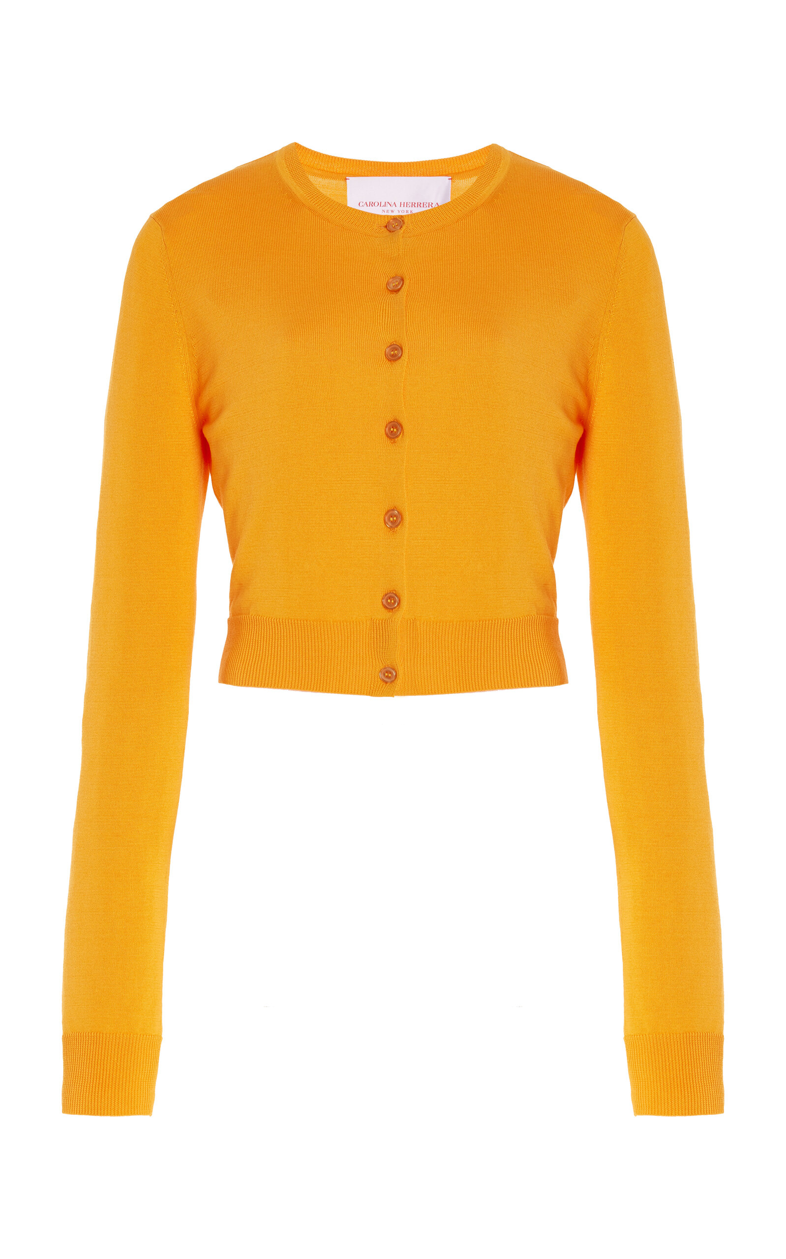 Carolina Herrera Cropped Silk-Cotton Cardigan - Orange - XS