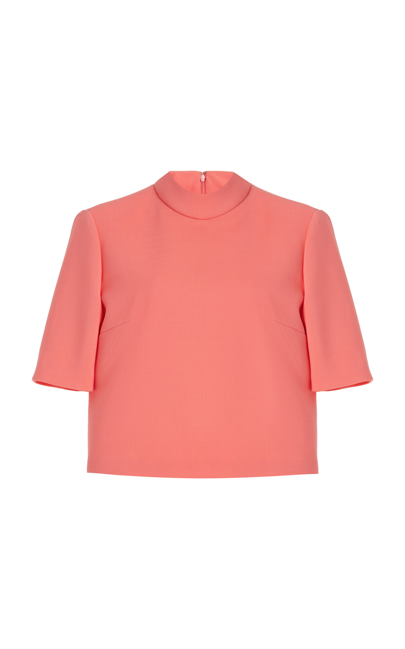 Carolina Herrera Mockneck Stretch-wool Top In Light Pink