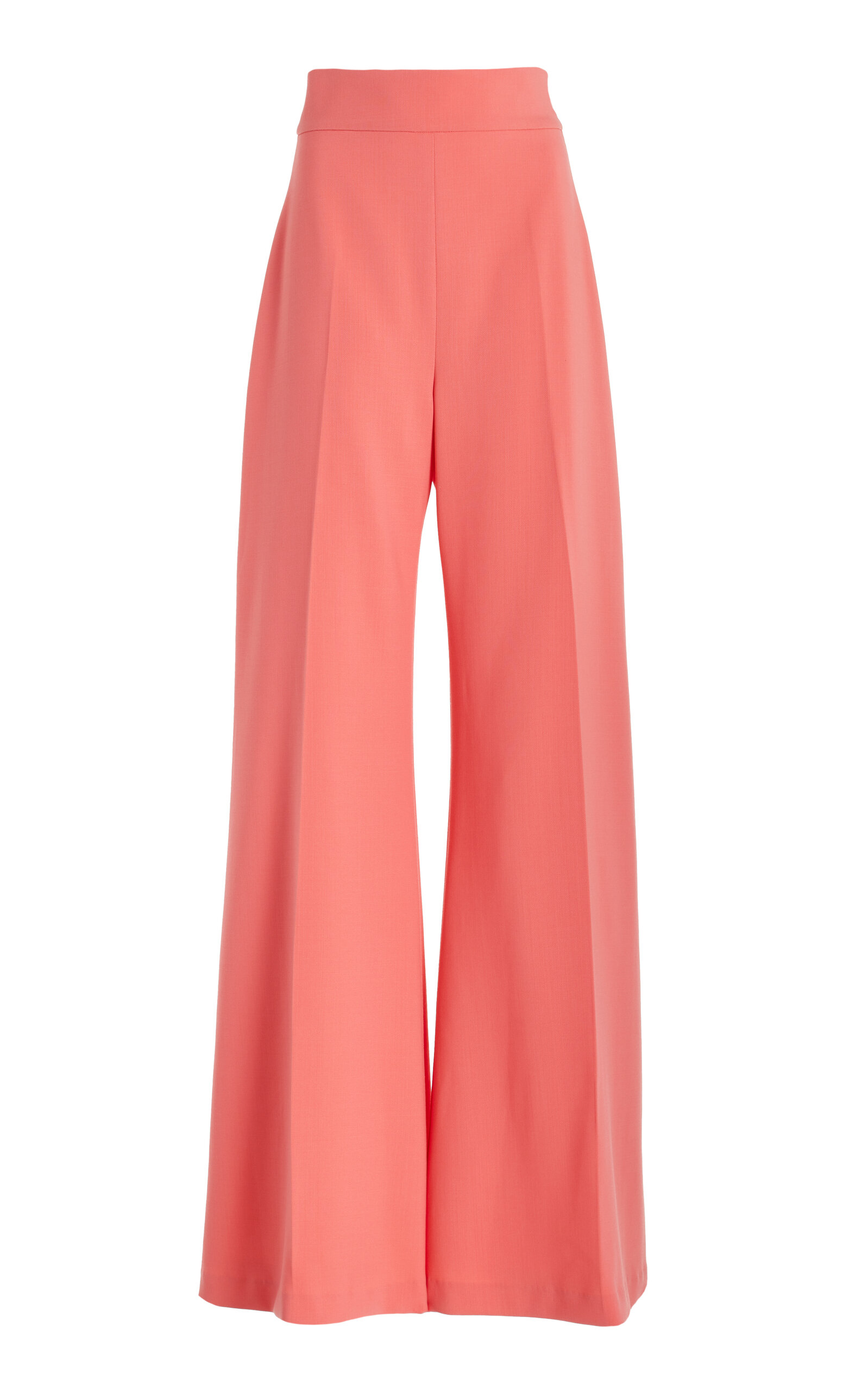 Carolina Herrera High-Waist Stretch-Wool Wide-Leg Pants - Light Pink