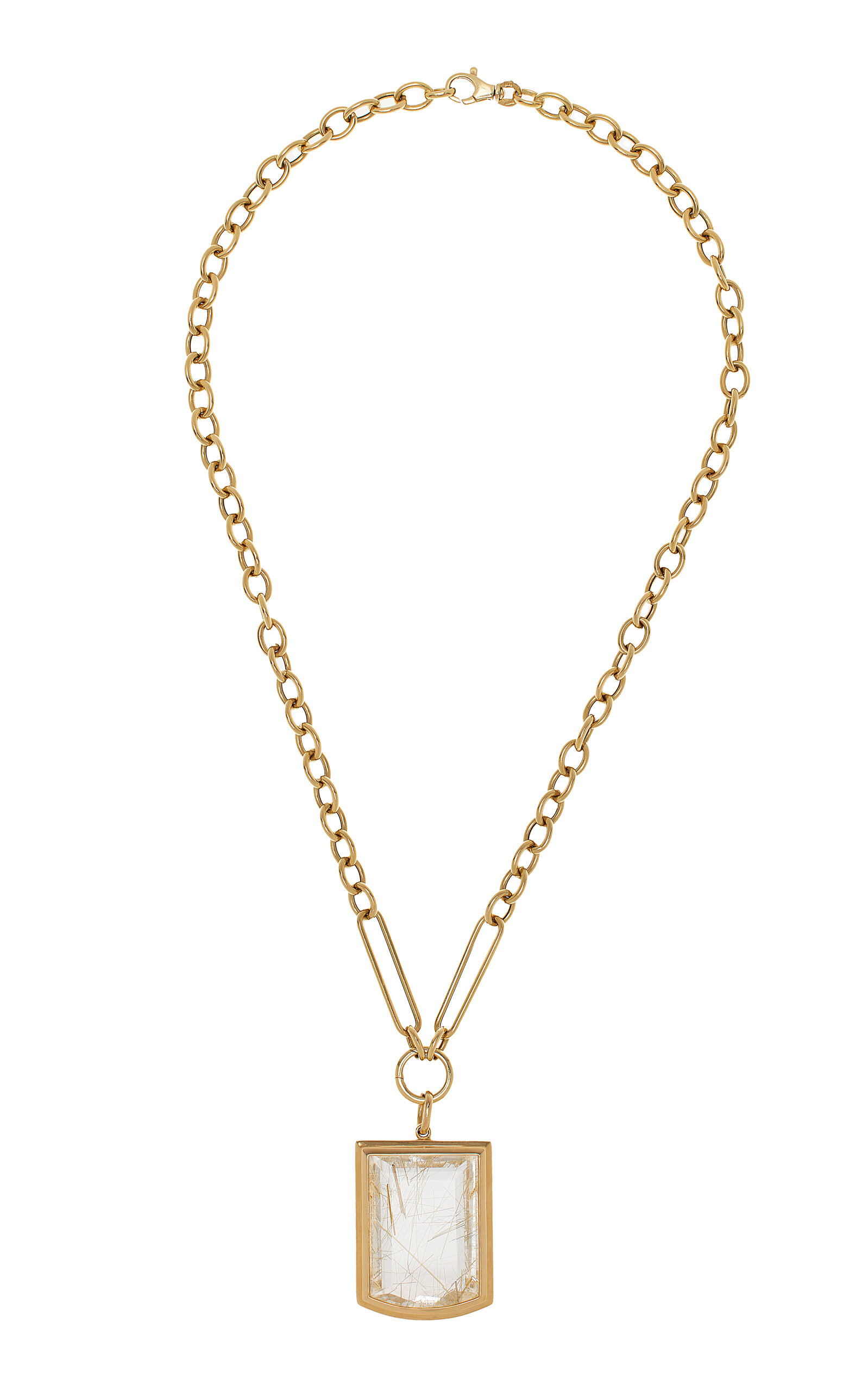 Goshwara Fancy 18k Yellow Gold Rutilated Necklace In Clear