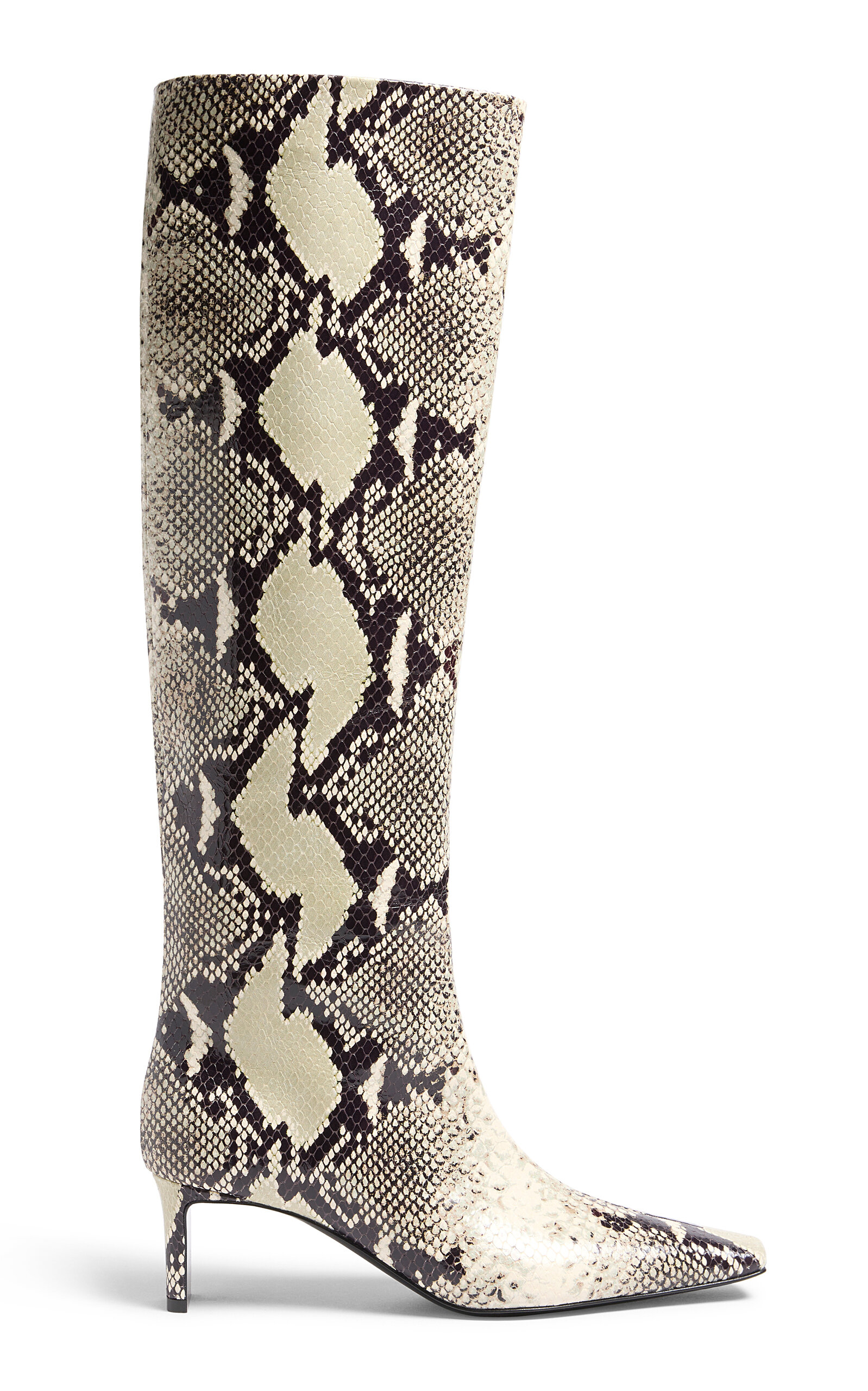 Khaite Ona Python-Effect Leather Knee Boots