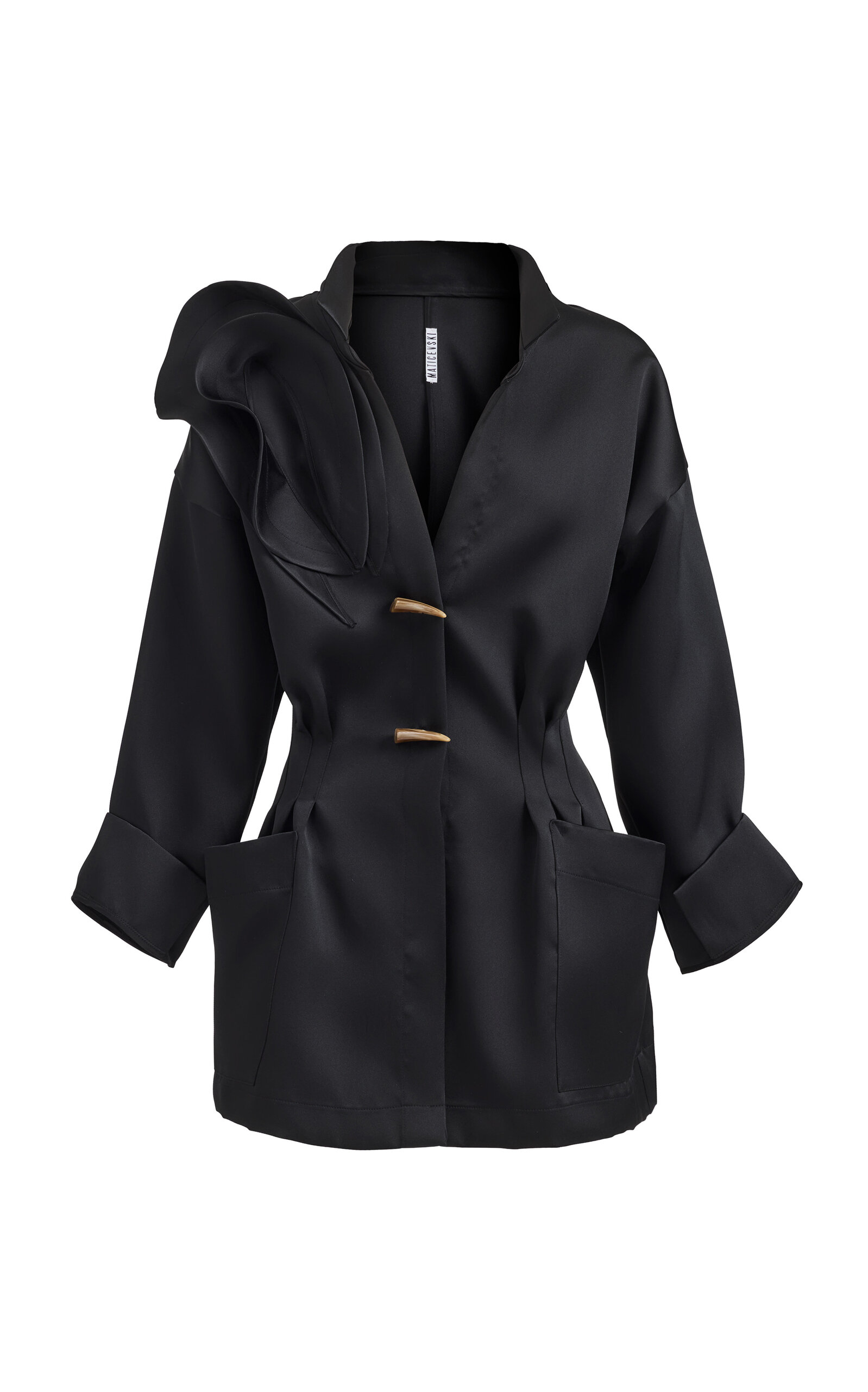 Lotus Sculptural Sateen Mini Shirt Dress