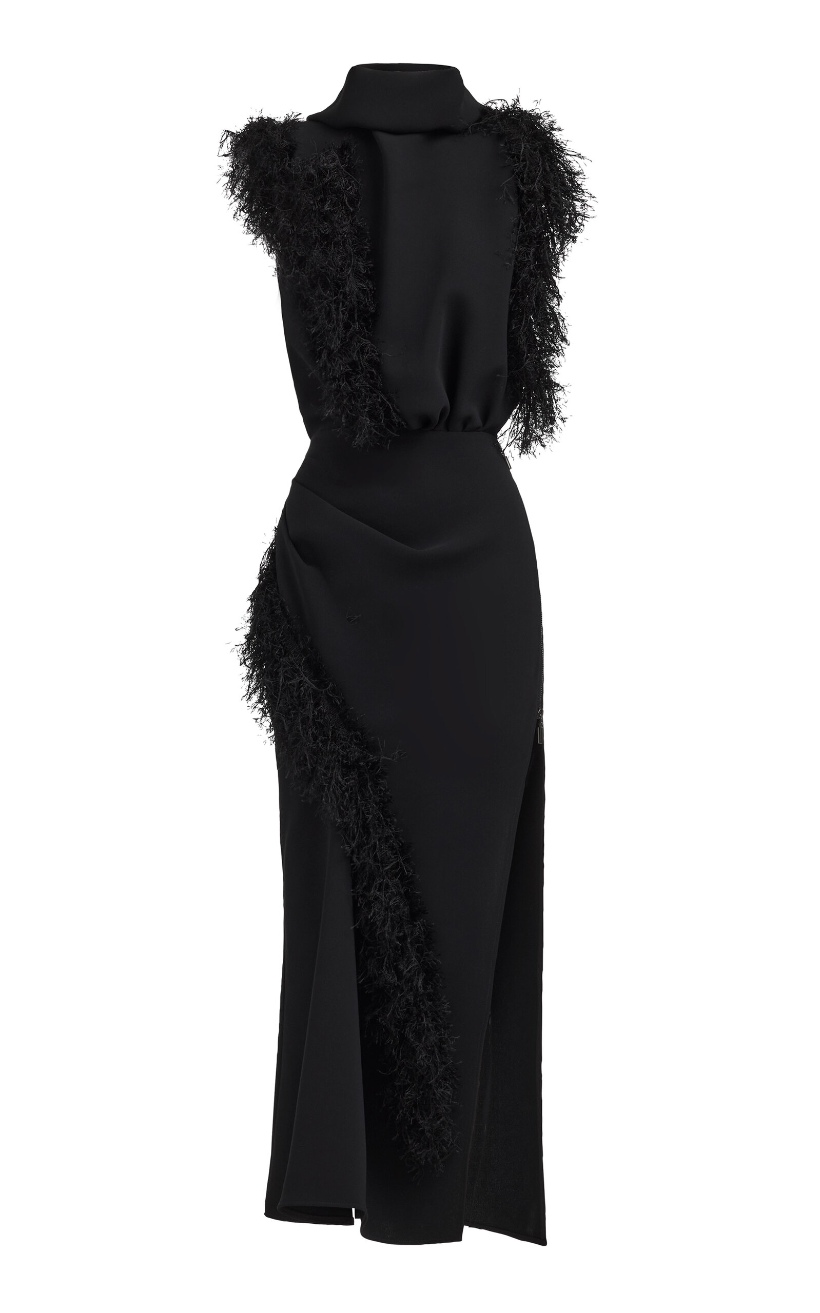 Maticevski Vienna Silk-Trimmed Crepe Midi Dress - Black