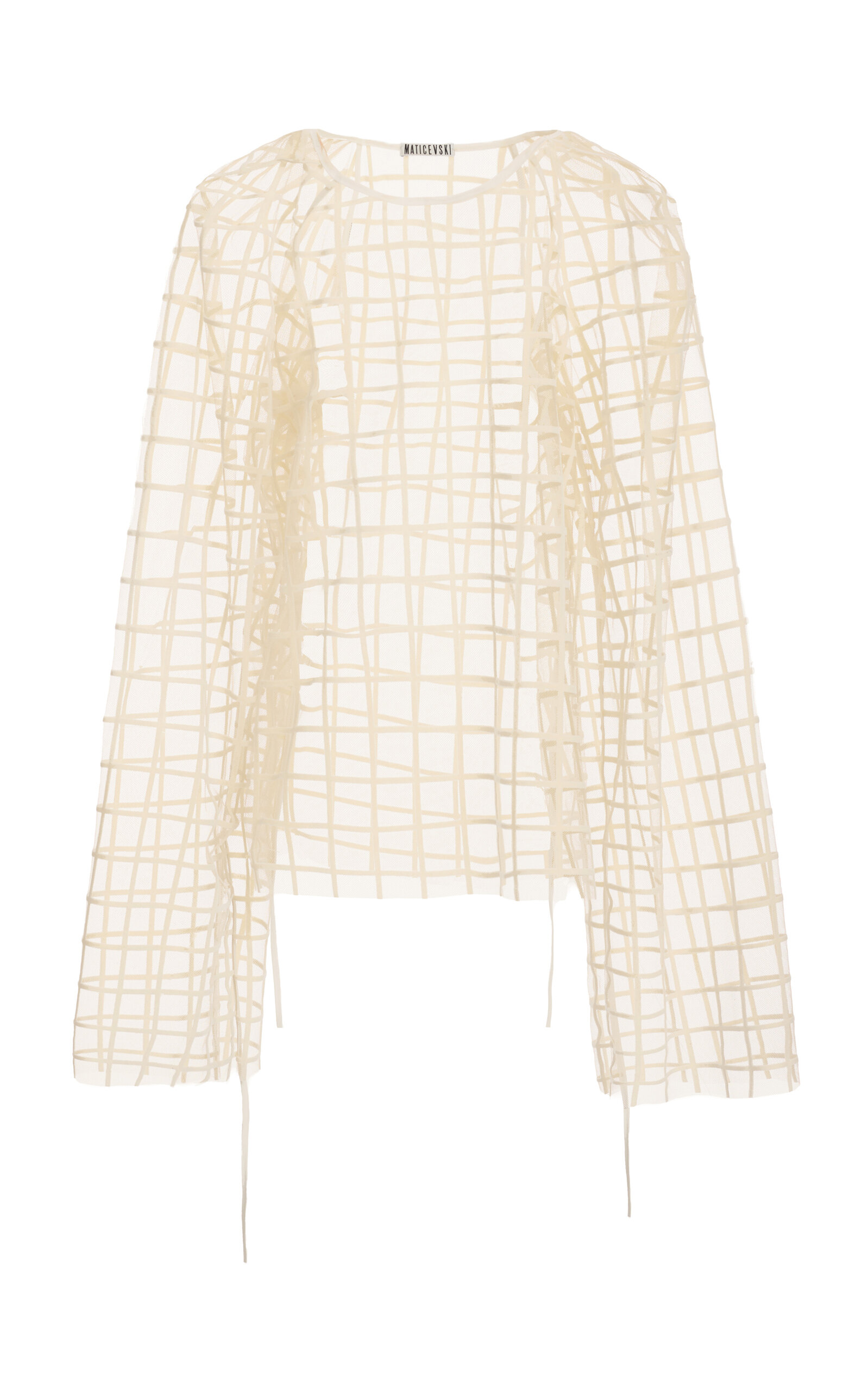Maticevski Guiding Sheer Grid Chiffon Top In Ivory