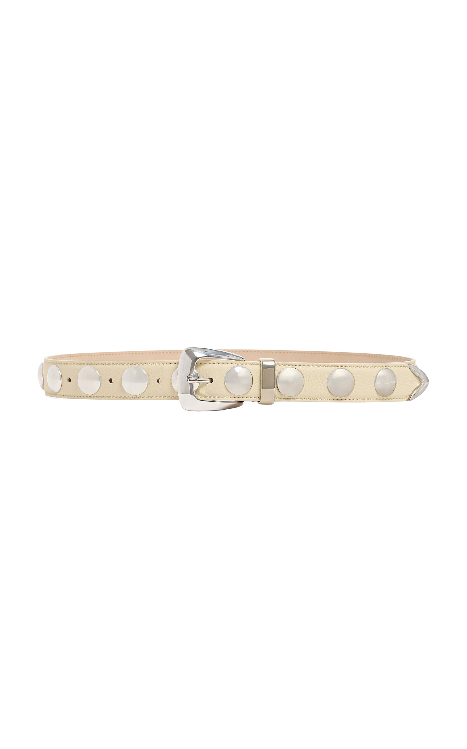 Khaite Benny Studded Leather Belt In Dark Ivory