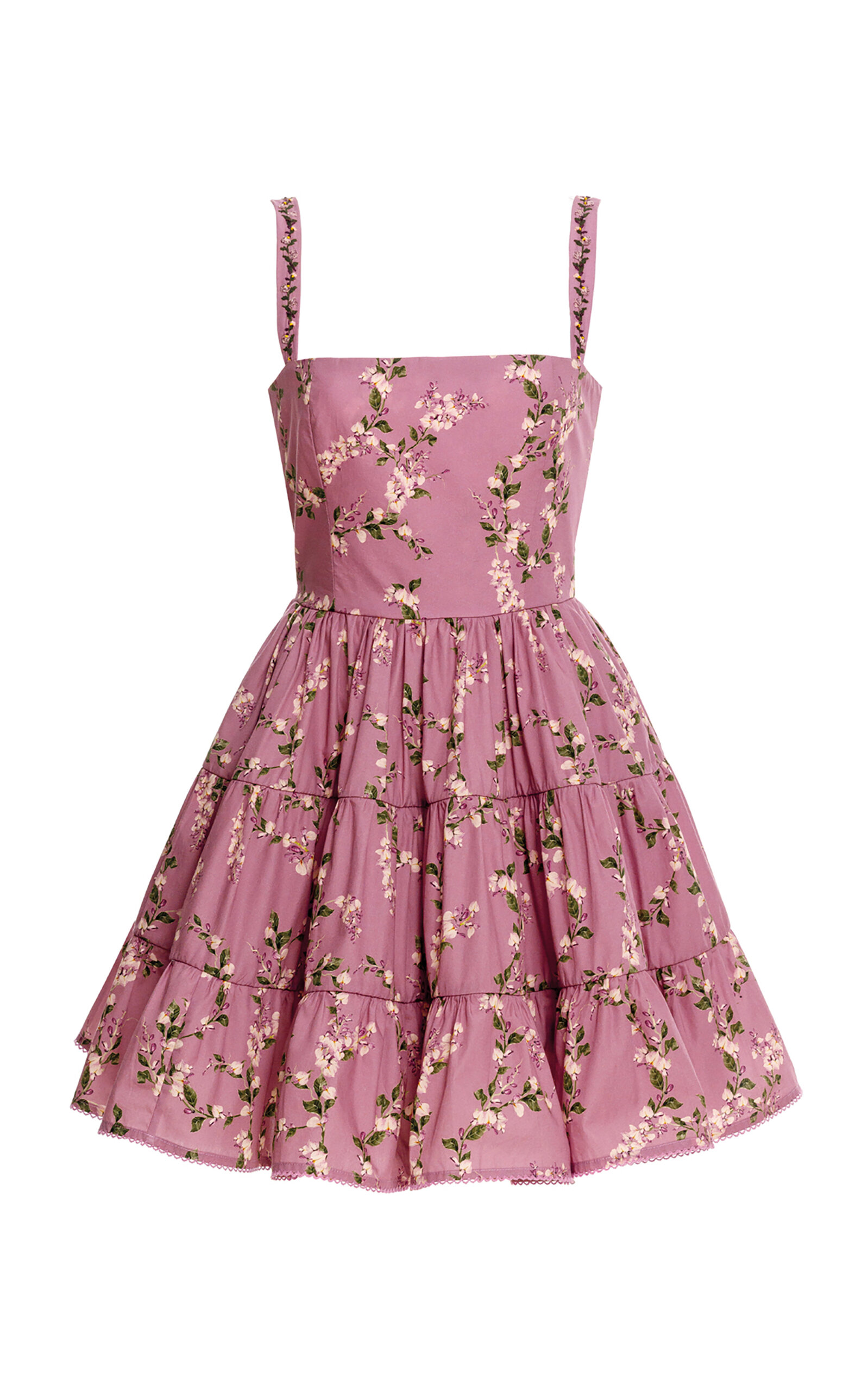 Agua By Agua Bendita Lima Tiered Linen Mini Dress In Purple