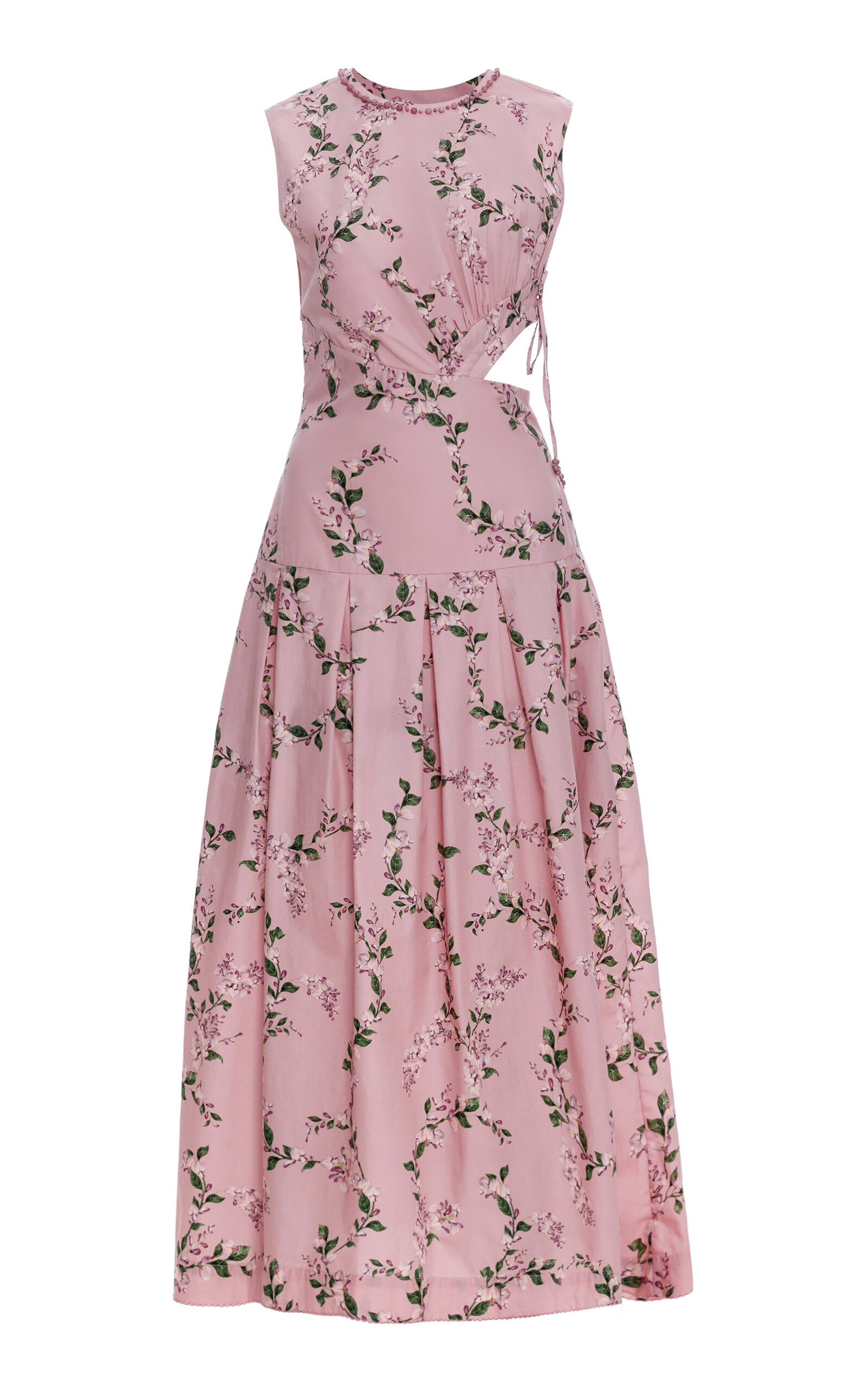 AGUA BY AGUA BENDITA OTONO CUTOUT LINEN MIDI DRESS