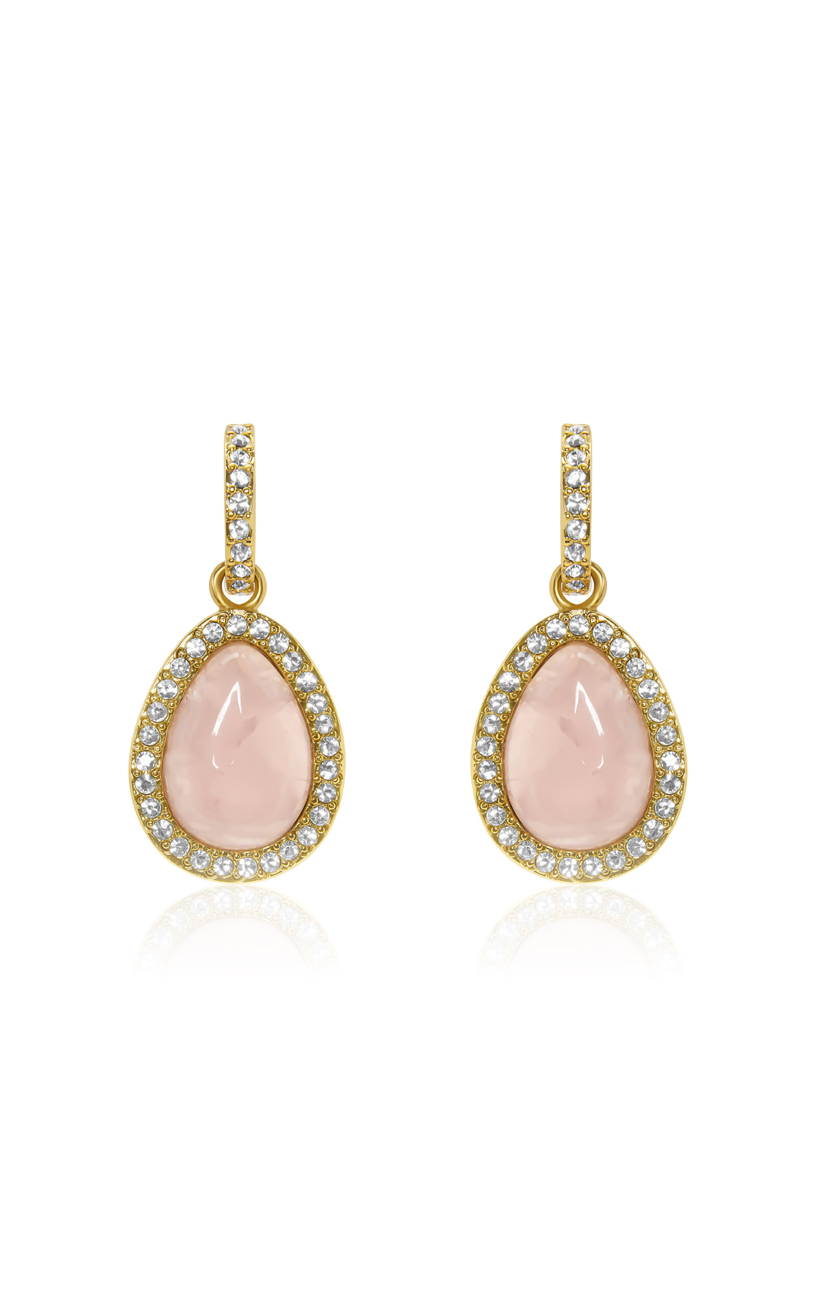 Oscar De La Renta Dangling Rose Quartz And Pearl Earrings In Pink