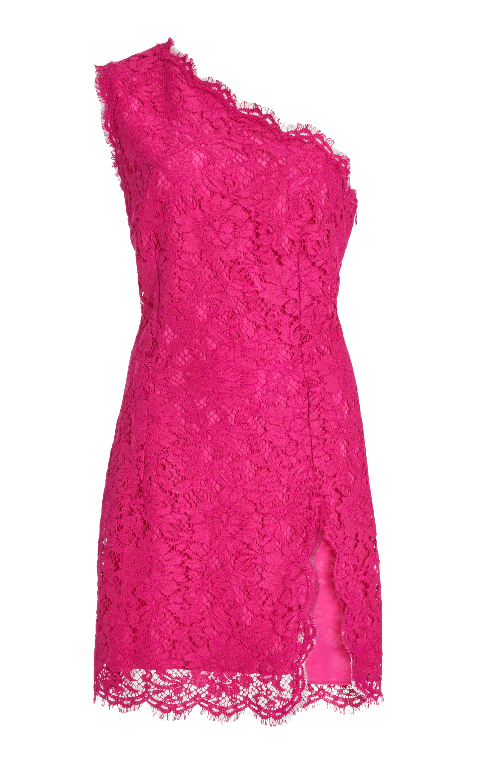 Dolce & Gabbana Mini Dress With Cordonet Lace Slit In Pink