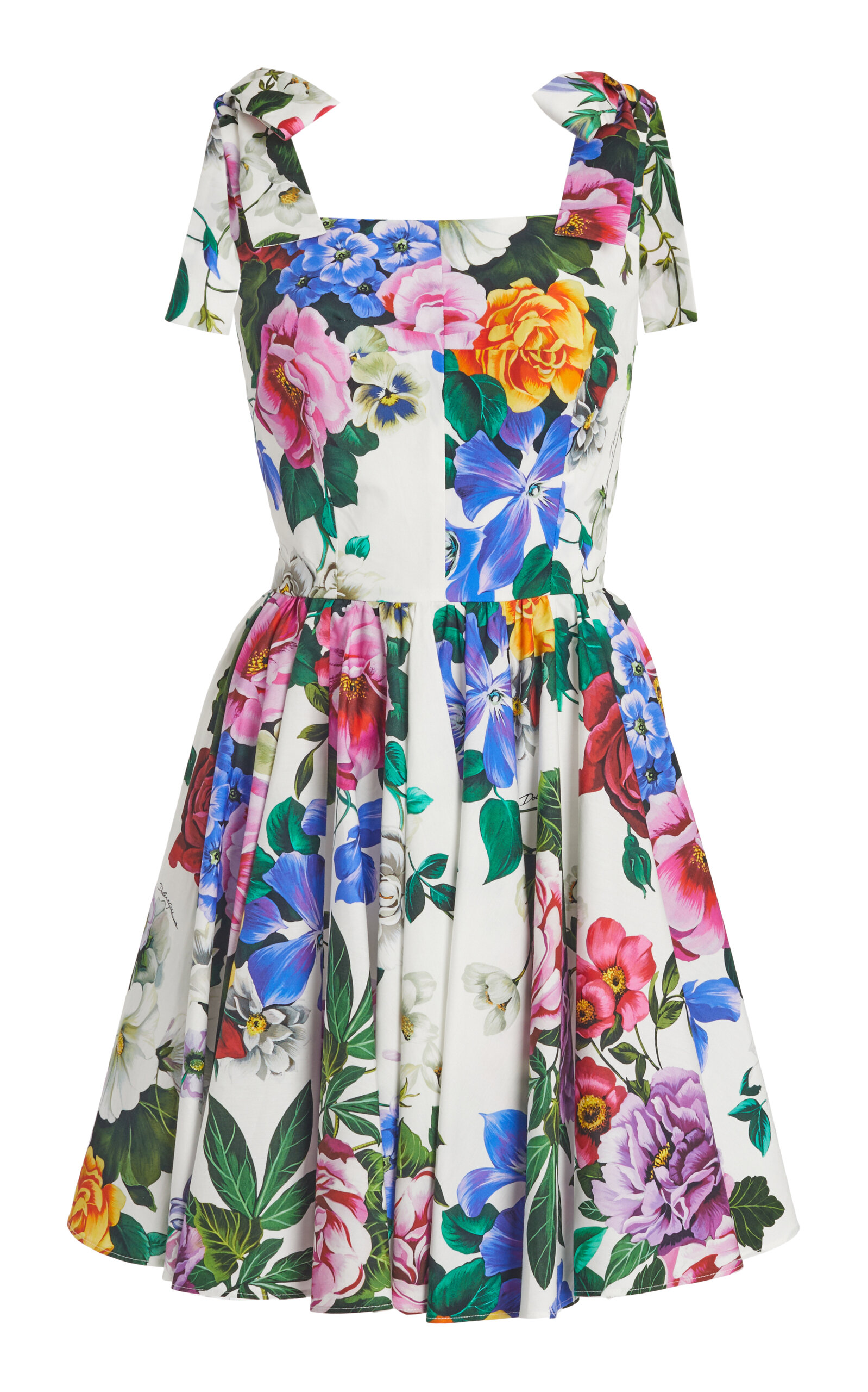 Shop Dolce & Gabbana Floral Cotton Corset Mini Dress