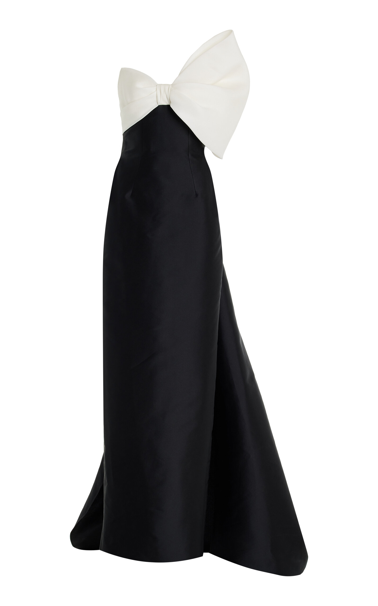 Monique Lhuillier Asymmetric Bow-Detailed Silk Gown