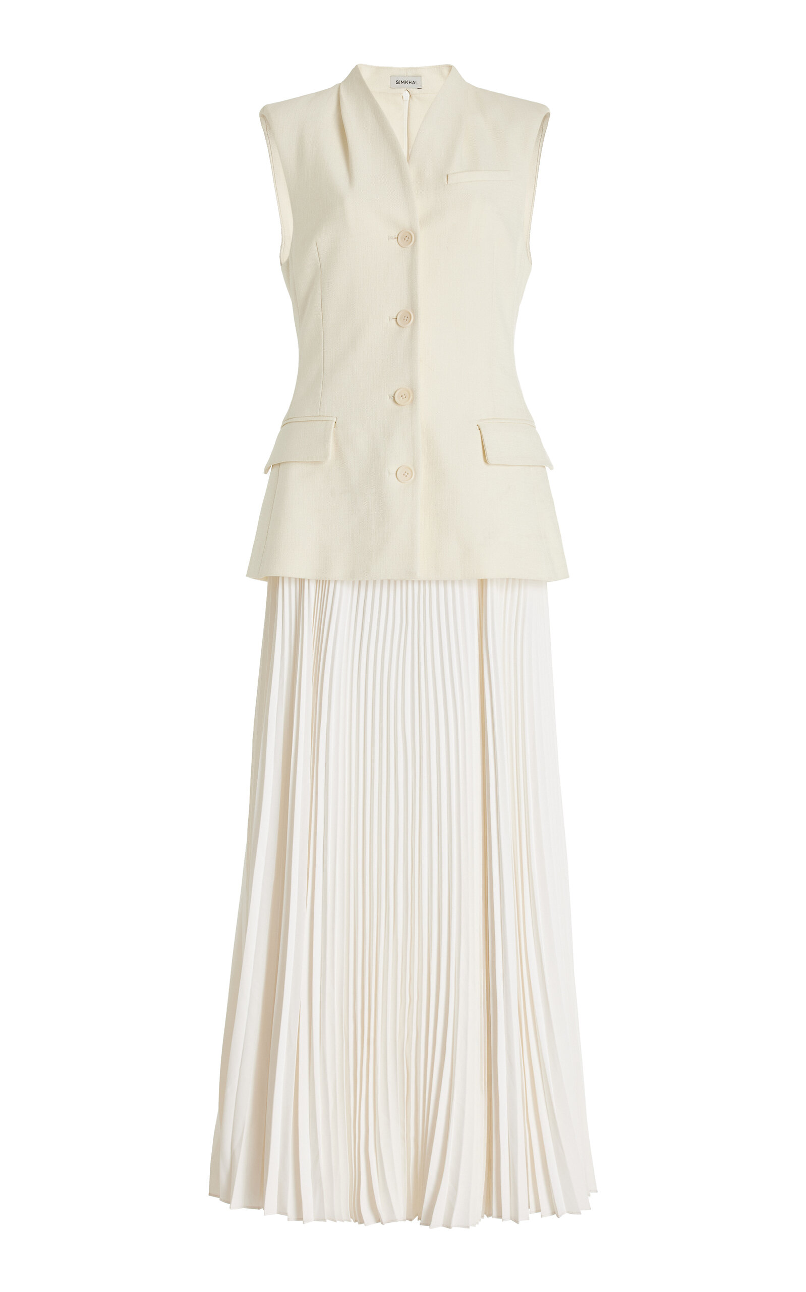 Shop Simkhai Georgina Paneled Midi Dress In White