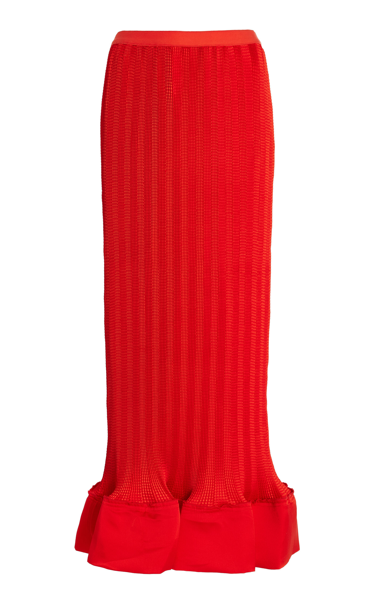 SIMKHAI Hollis Crinkled Satin Midi Skirt