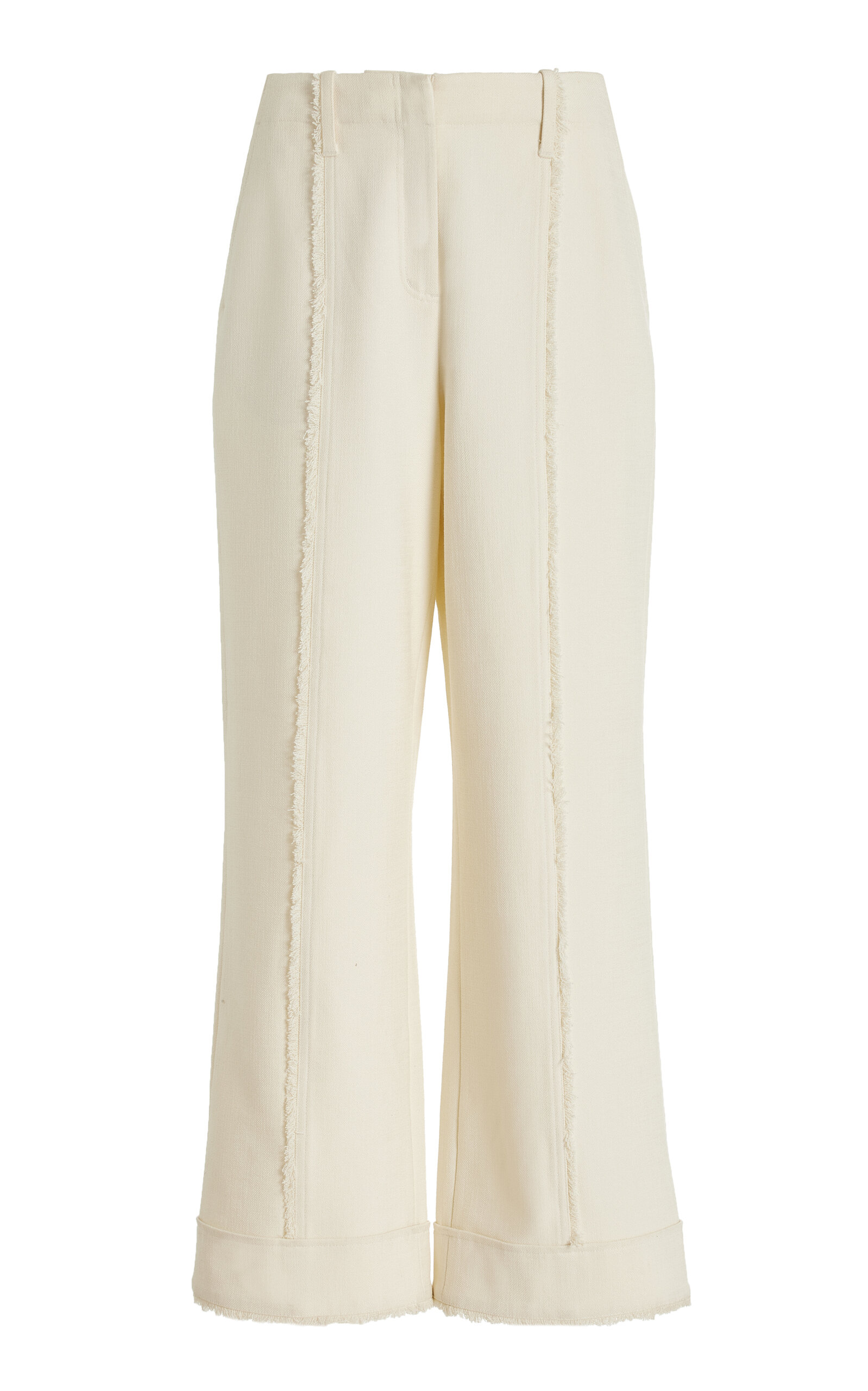 Shop Simkhai Sully Cropped Crepe Wide-leg Pants In White