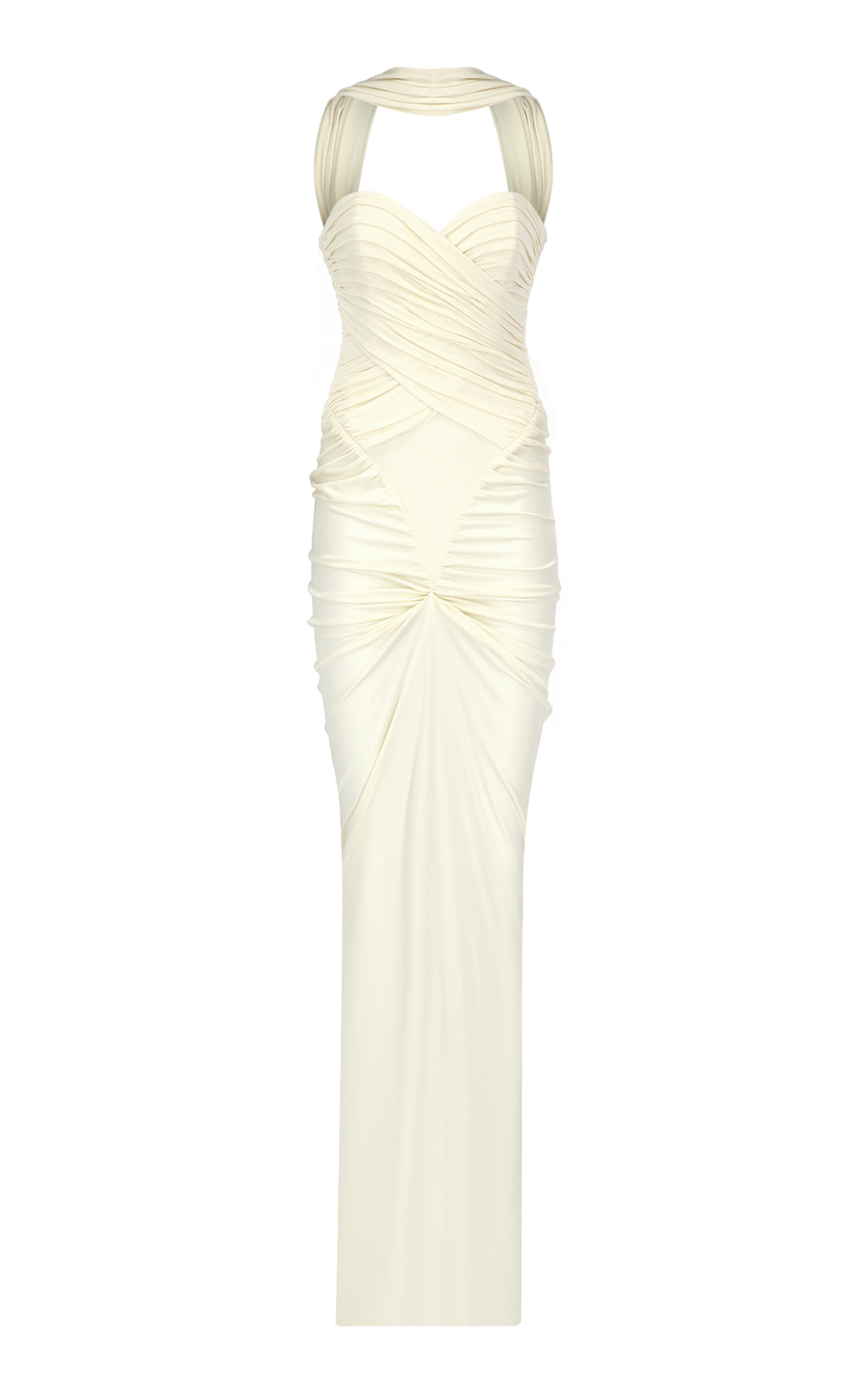 The New Arrivals Ilkyaz Ozel Samsara Ruched Jersey Maxi Dress - White