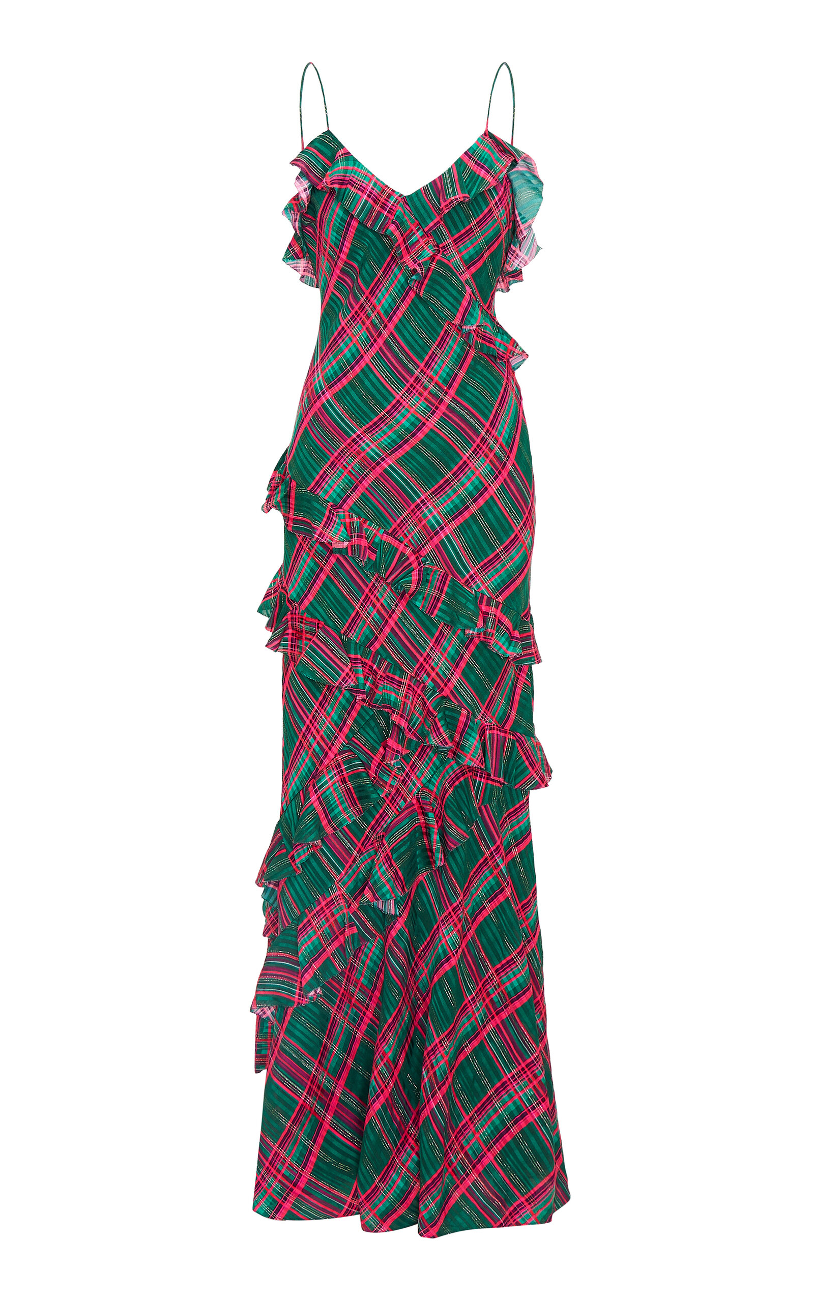 LOVESHACKFANCY RIALTO RUFFLED SILK-BLEND MAXI DRESS