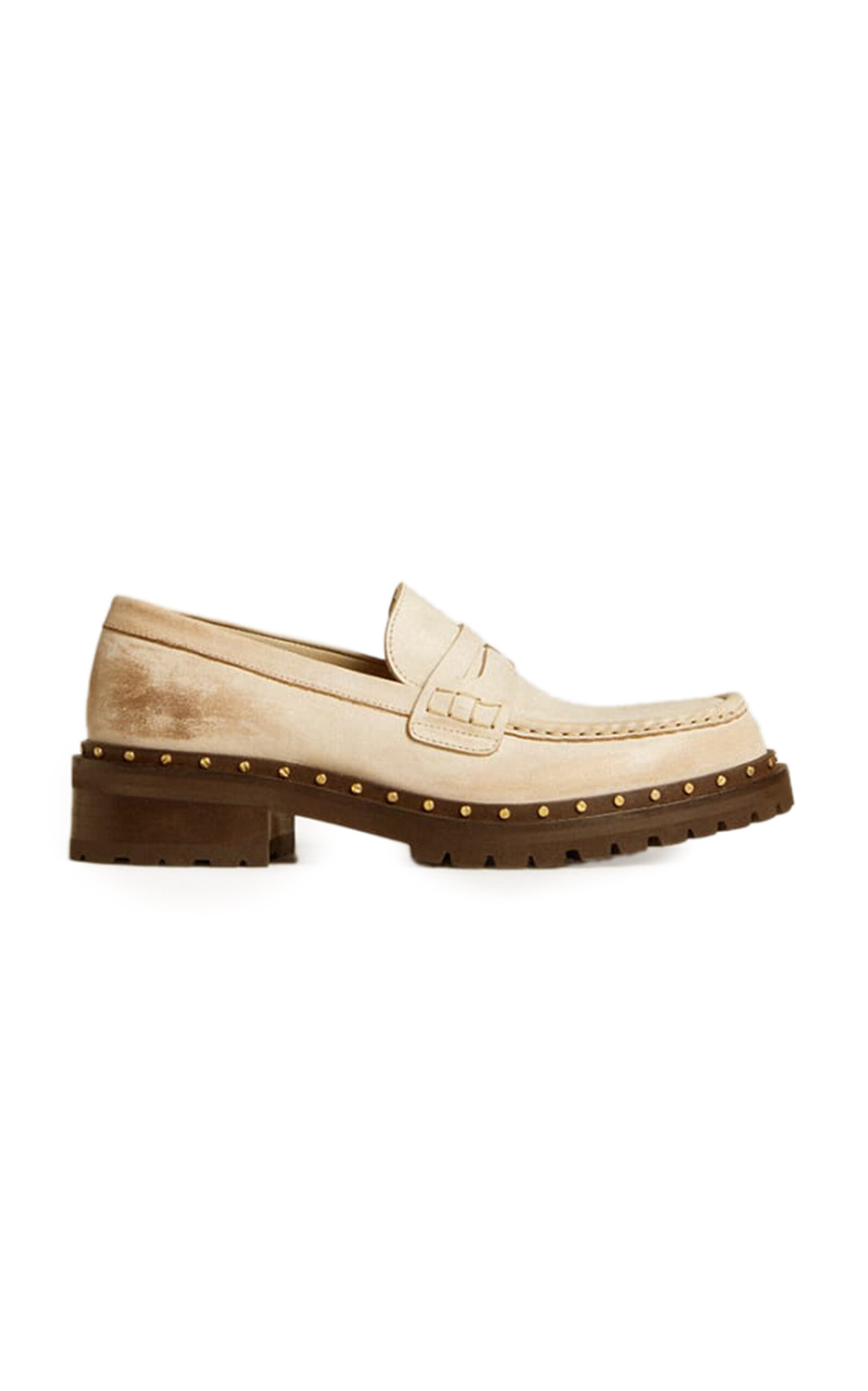 Golden Goose - Jerry Rock Studded Distressed Leather Loafers - Neutral - IT 37 - Moda Operandi