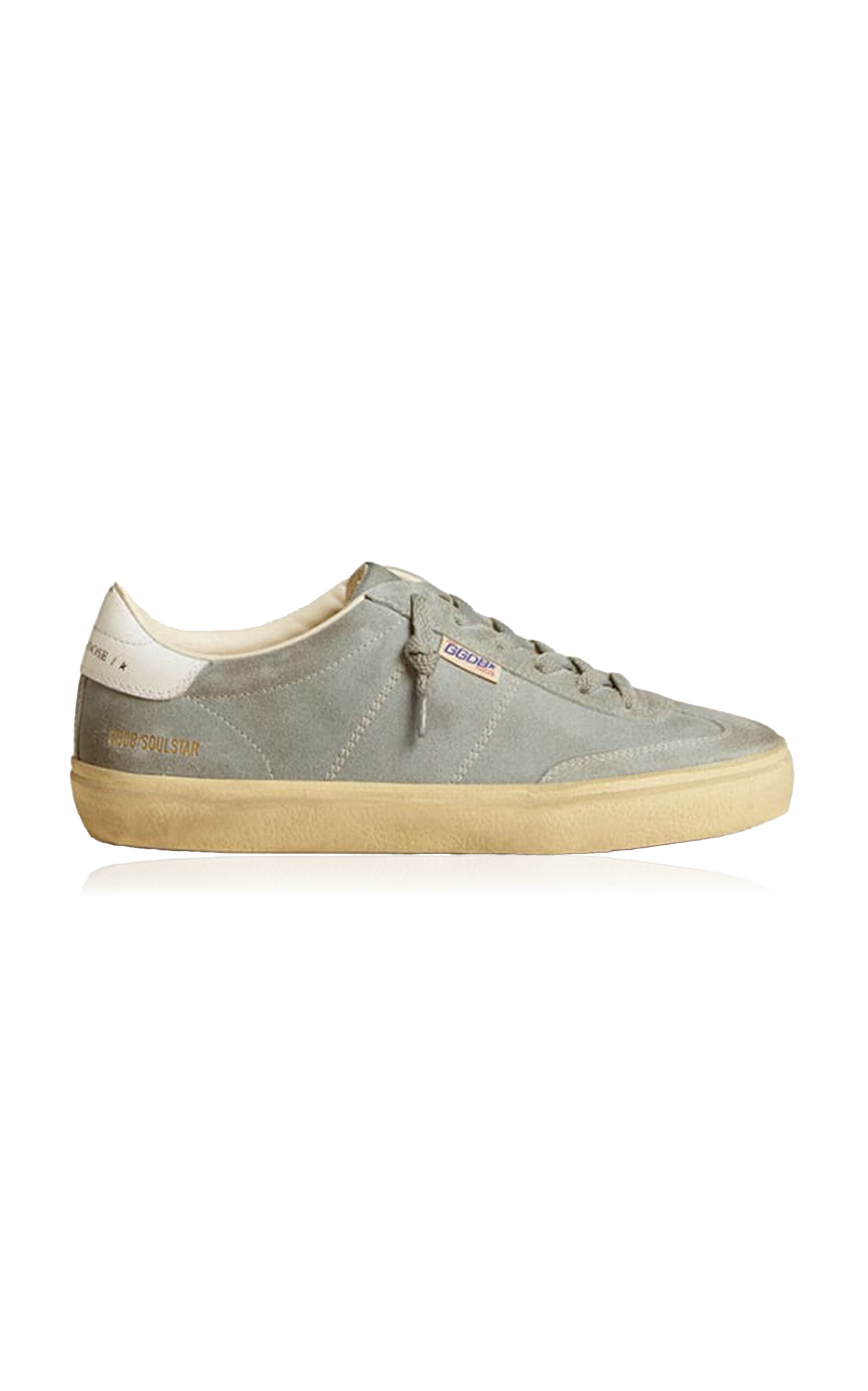 Golden Goose Soul-star Distressed Leather-trimmed Suede Sneakers In Grey