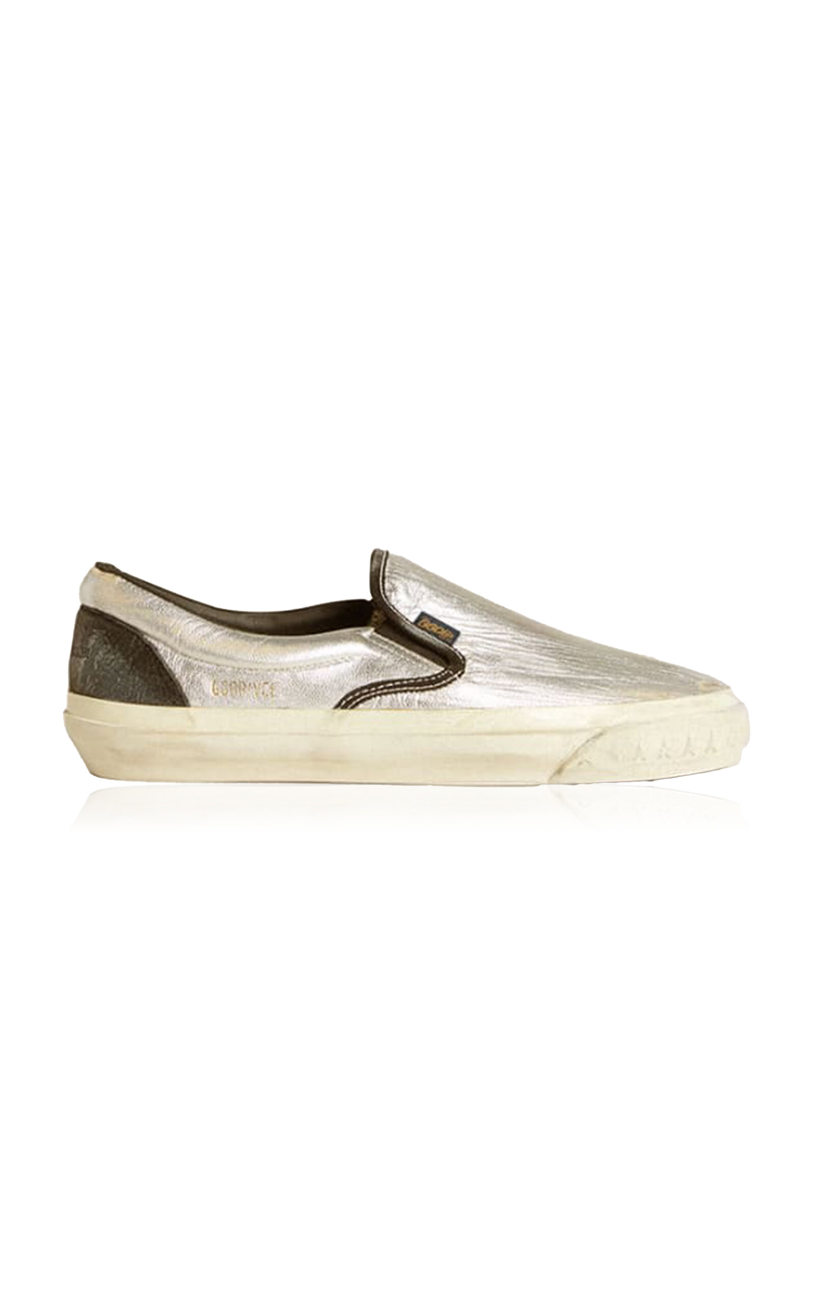 Golden Goose Vce Metallic Leather Slip-on Sneakers In Silver