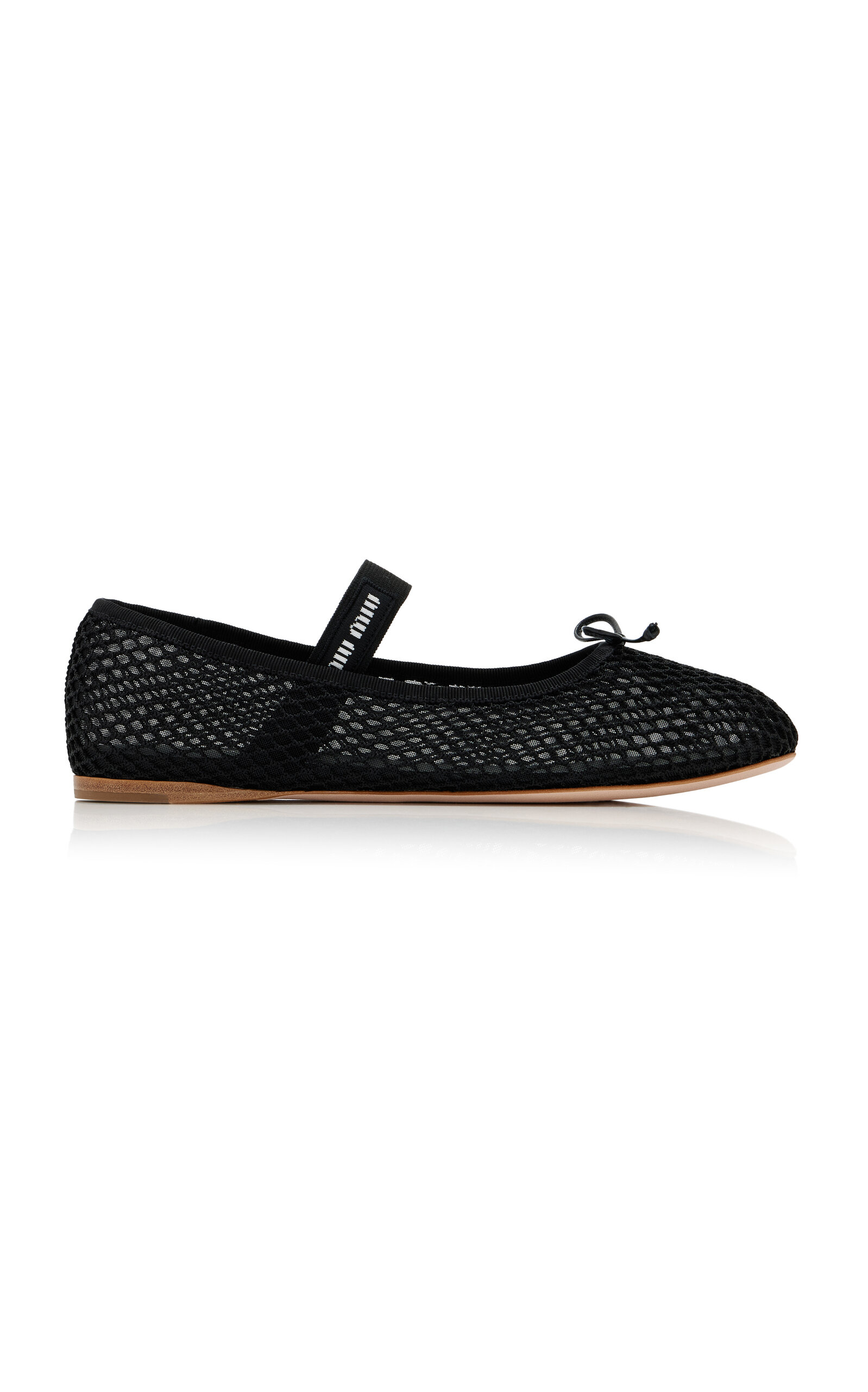 Miu Miu Mesh Fabric Ballet Flat In Black
