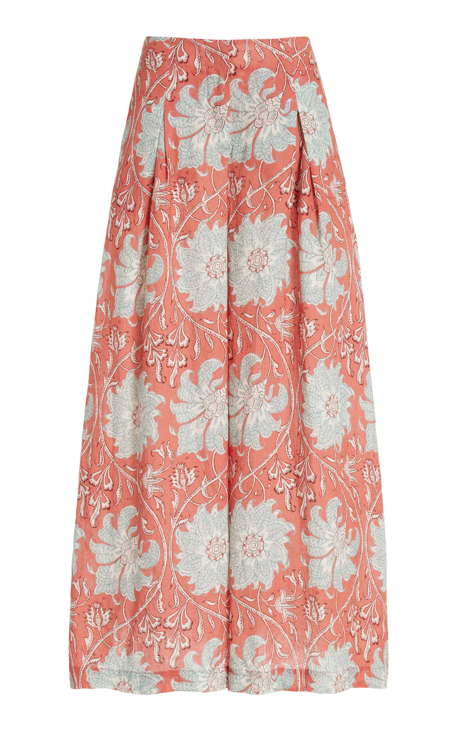 BOTEH De Flore Linen Wide-Leg Pants - Orange