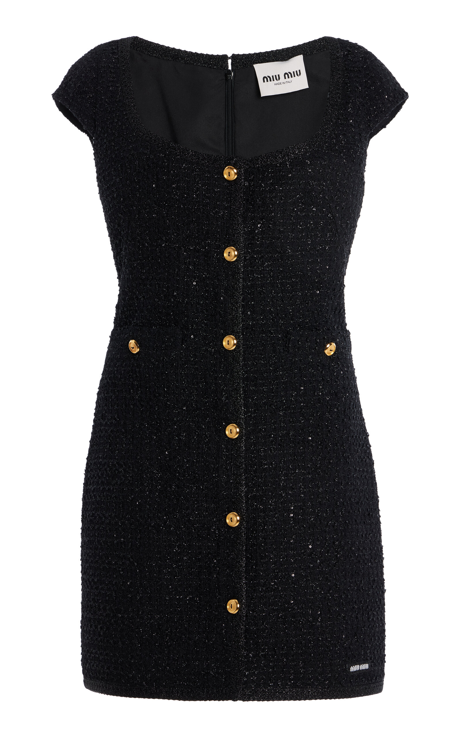 MIU MIU LAMÉ-BOUCLÉ TWEED MINI DRESS