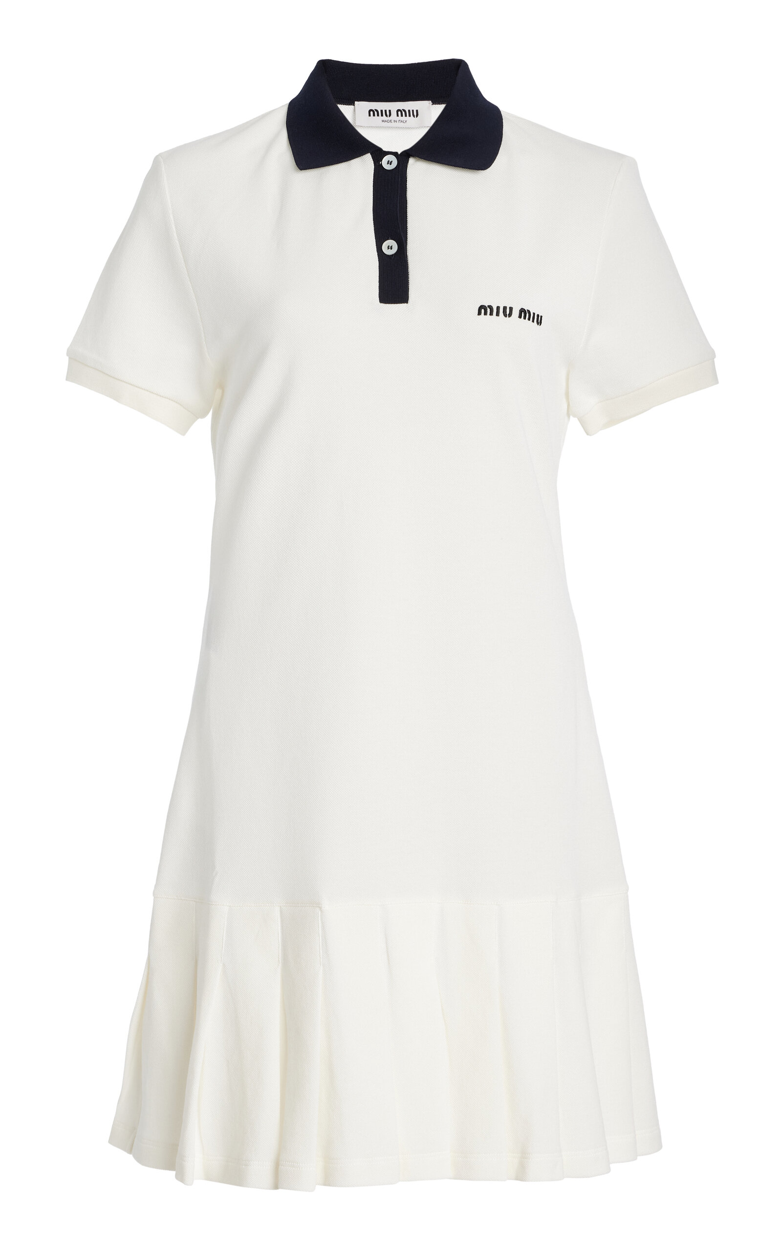 Miu Miu Pleated Cotton Polo Mini Dress