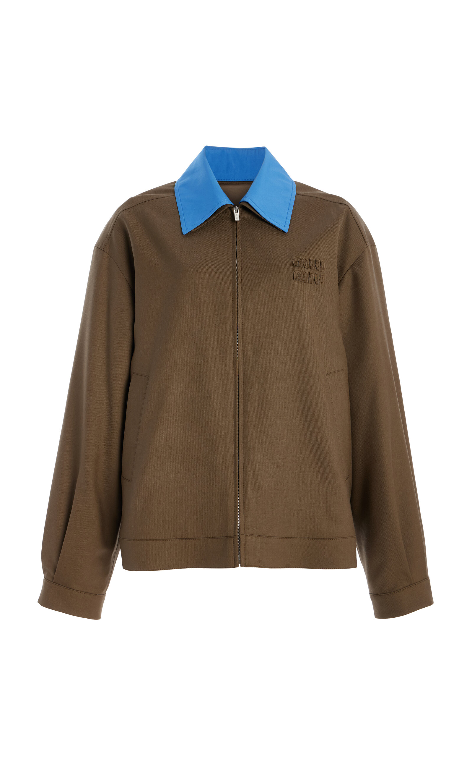Miu Miu Collared Wool-gabardine Jacket In Brown