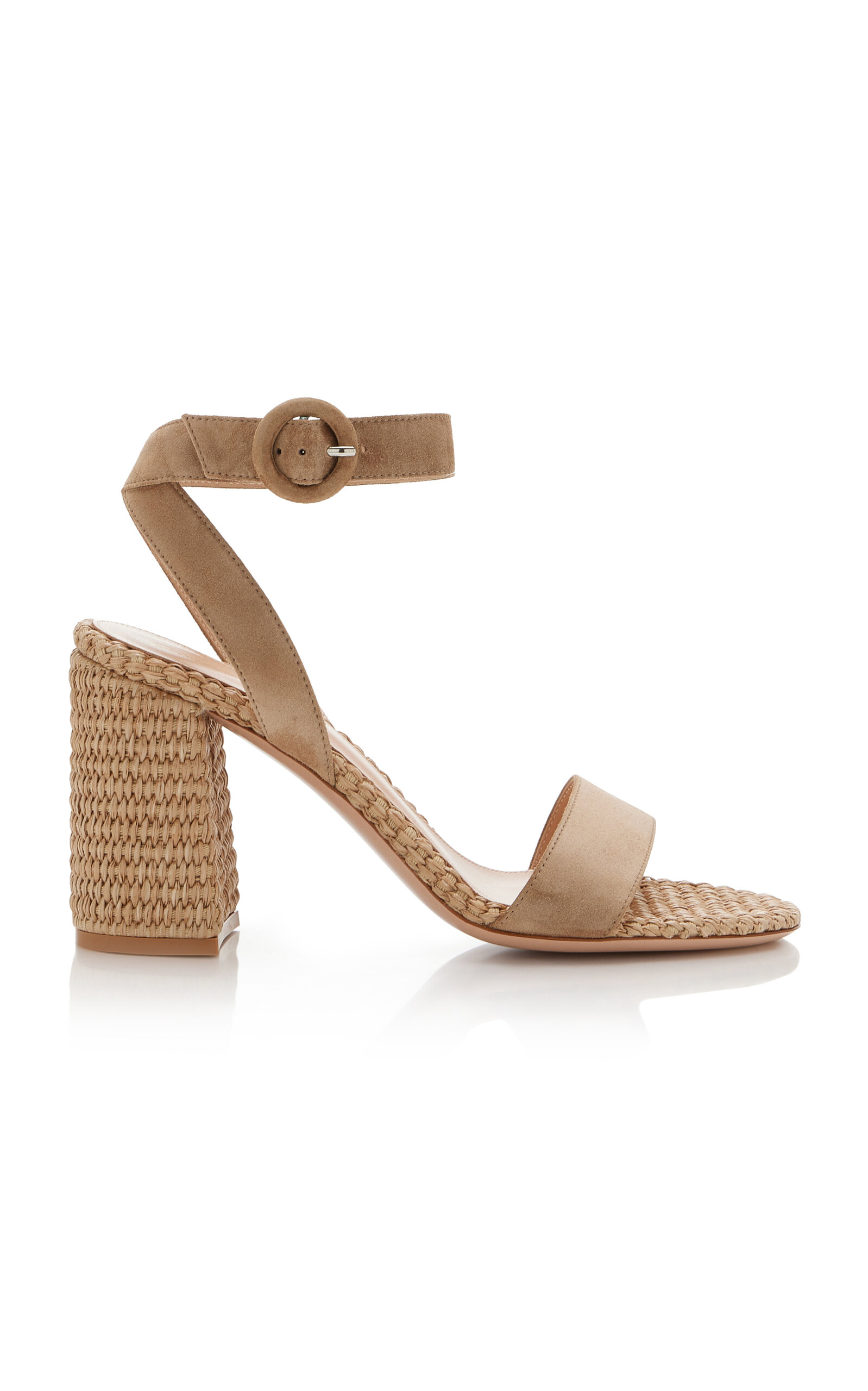 Gianvito Rossi Oleg 85 Suede And Raffia Sandals In Brown