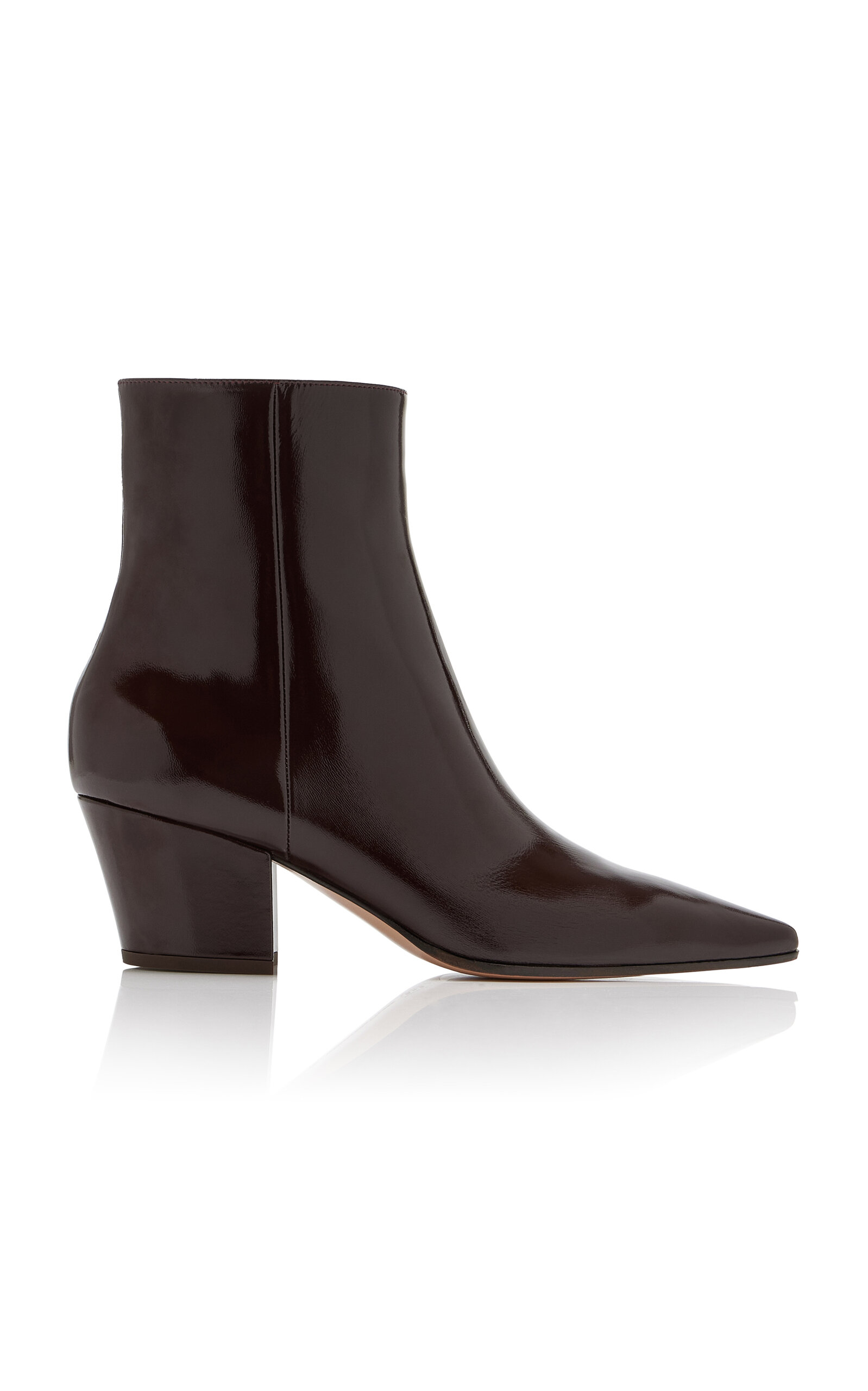 Gianvito Rossi Keinna Patent Leather Ankle Boots - Burgundy