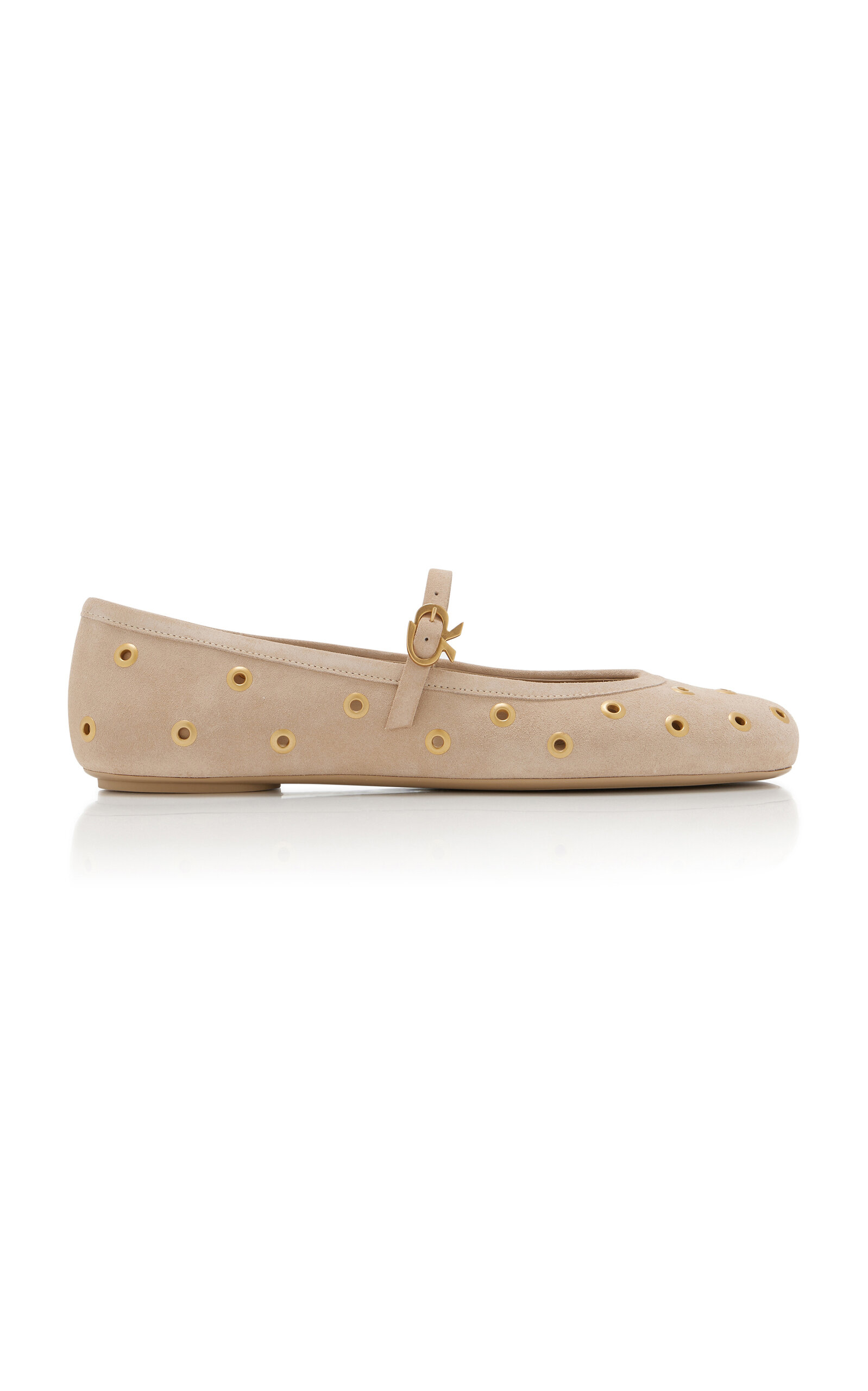 Gianvito Rossi Grommet-Embellished Suede Ballet Flats - Neutral
