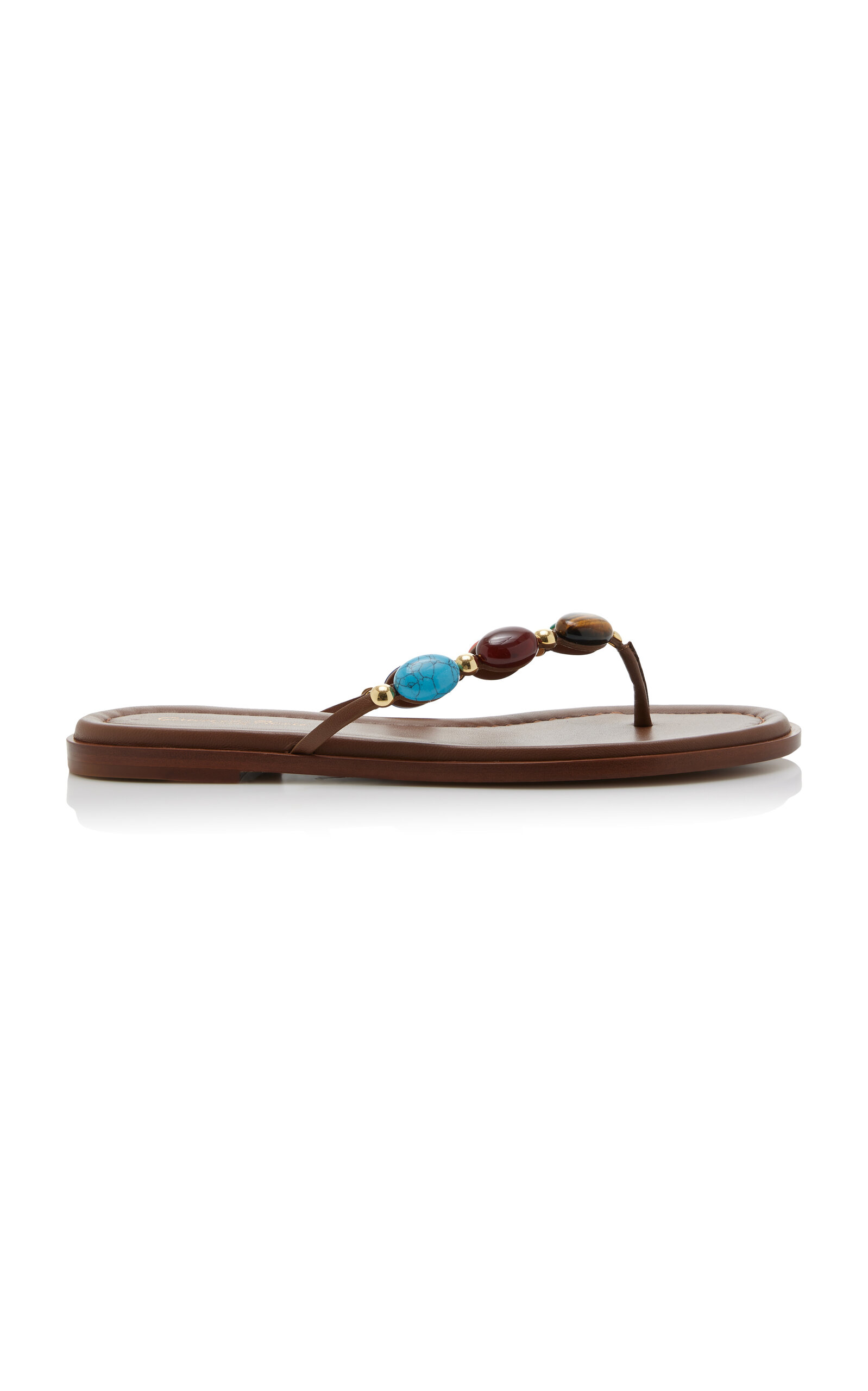 Gianvito Rossi Shanti Jeweled Thong Sandals - Brown - IT 37.5