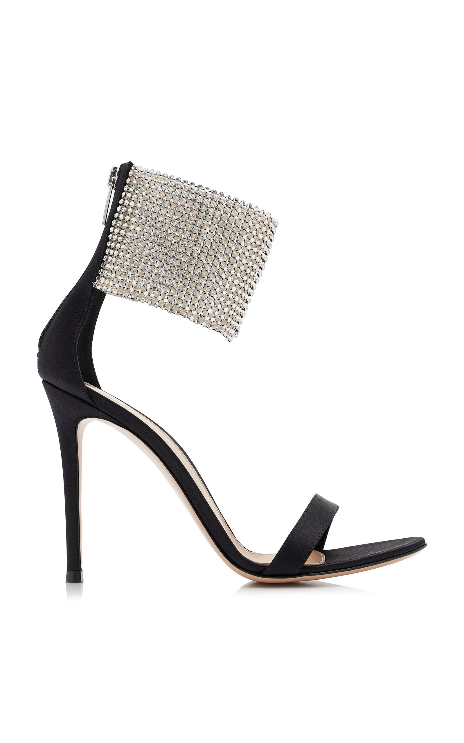 Gianvito Rossi Crystal-Embellished Satin Sandals - Black