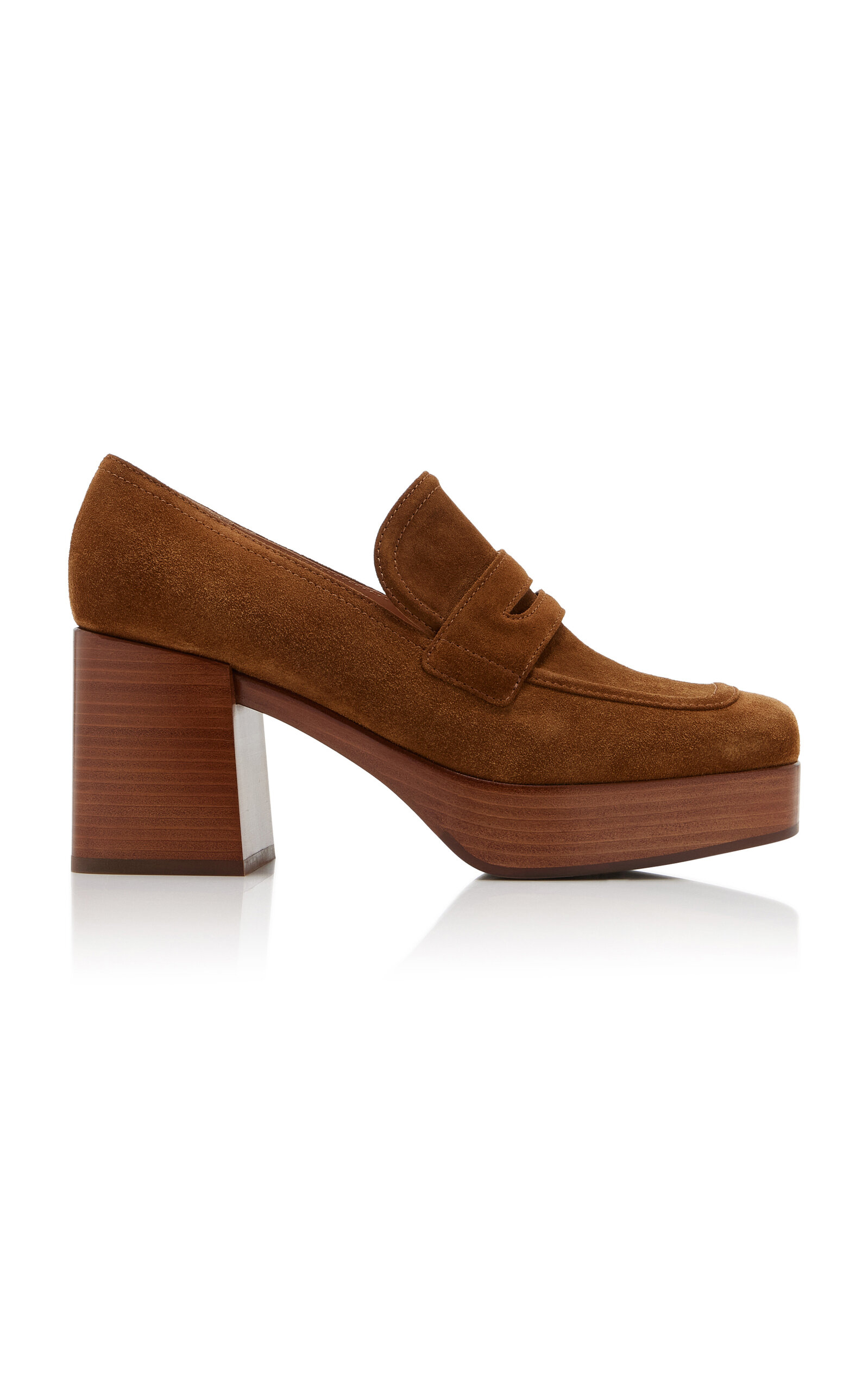 Gianvito Rossi Rouen Suede Platform Loafer Pumps In Brown