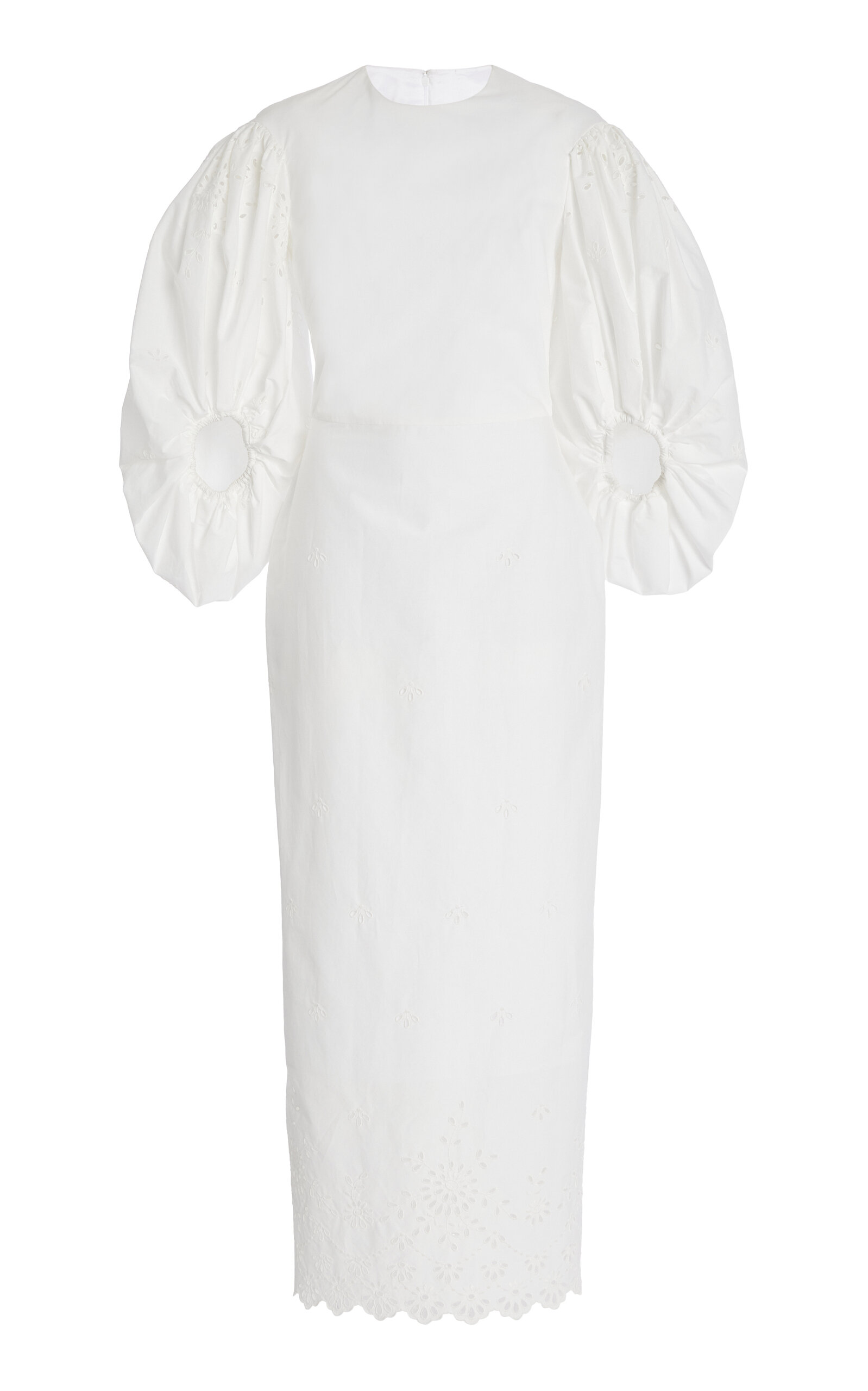Altuzarra Danielle Balloon Sleeve Cotton Blend Eyelet Dress In White