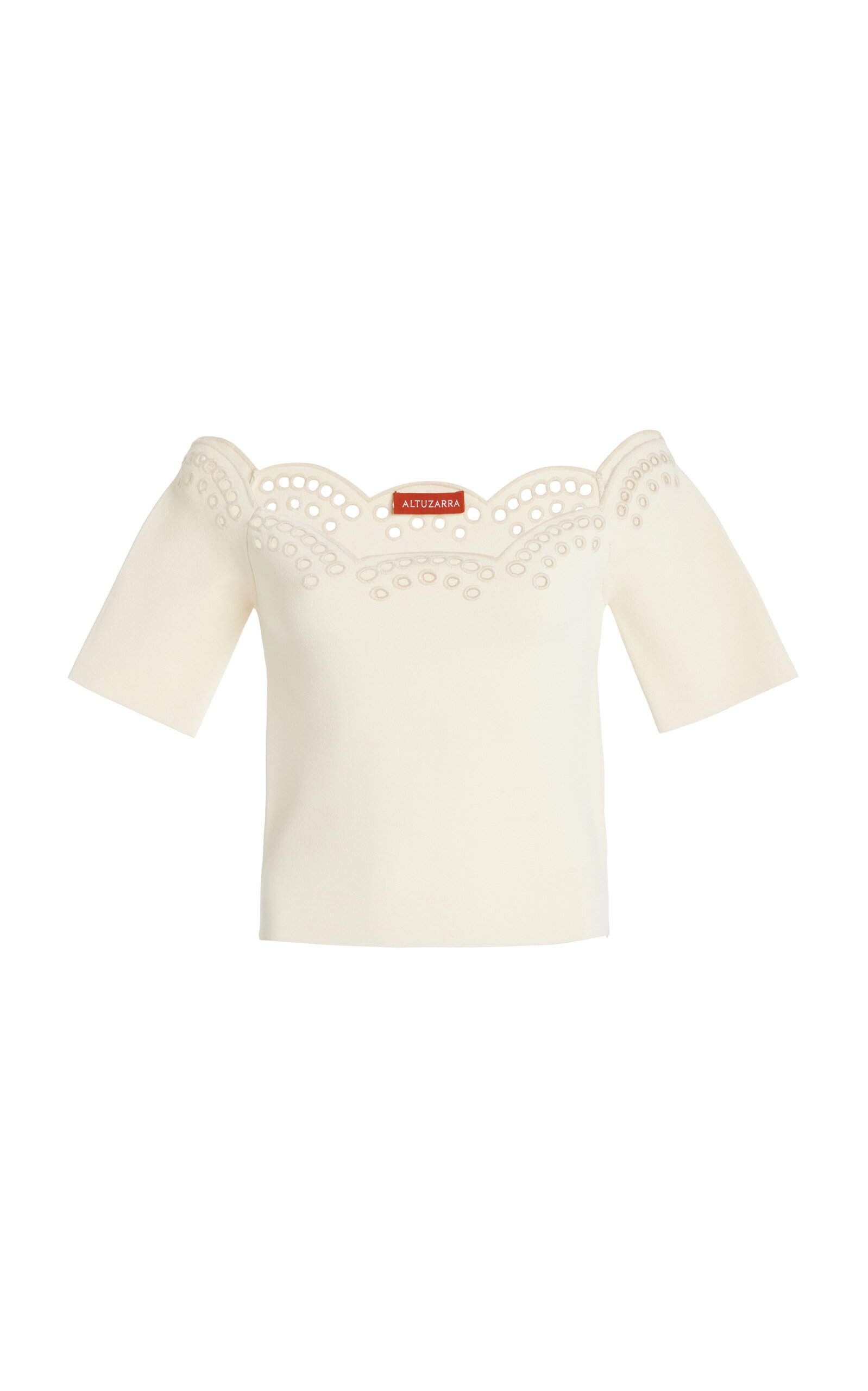 Altuzarra Posy Embroidered Knit Off-The-Shoulder Top