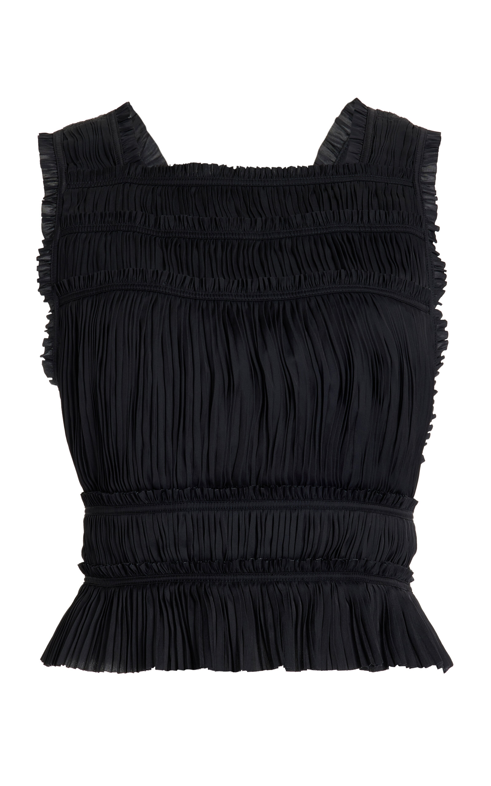 Ulla Johnson Ziva Plissé Satin Top In Black
