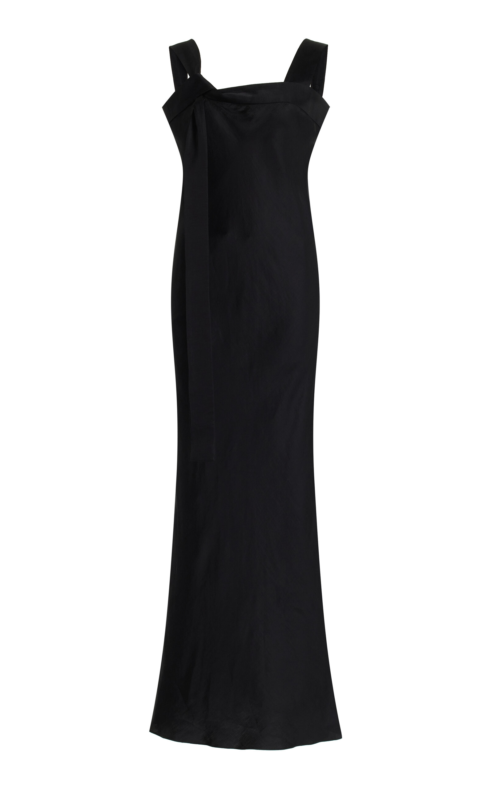 BONDI BORN Bormio Twisted Linen-Blend Maxi Dress - Black - XS