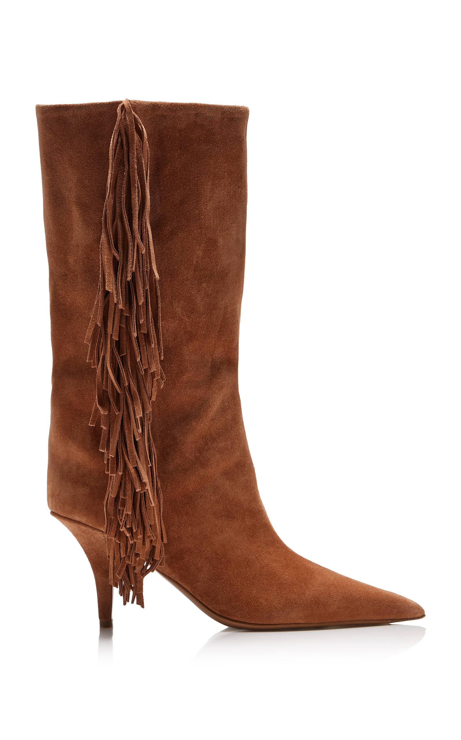 Shop Paris Texas Jessie Fringed Suede Boots In Tan