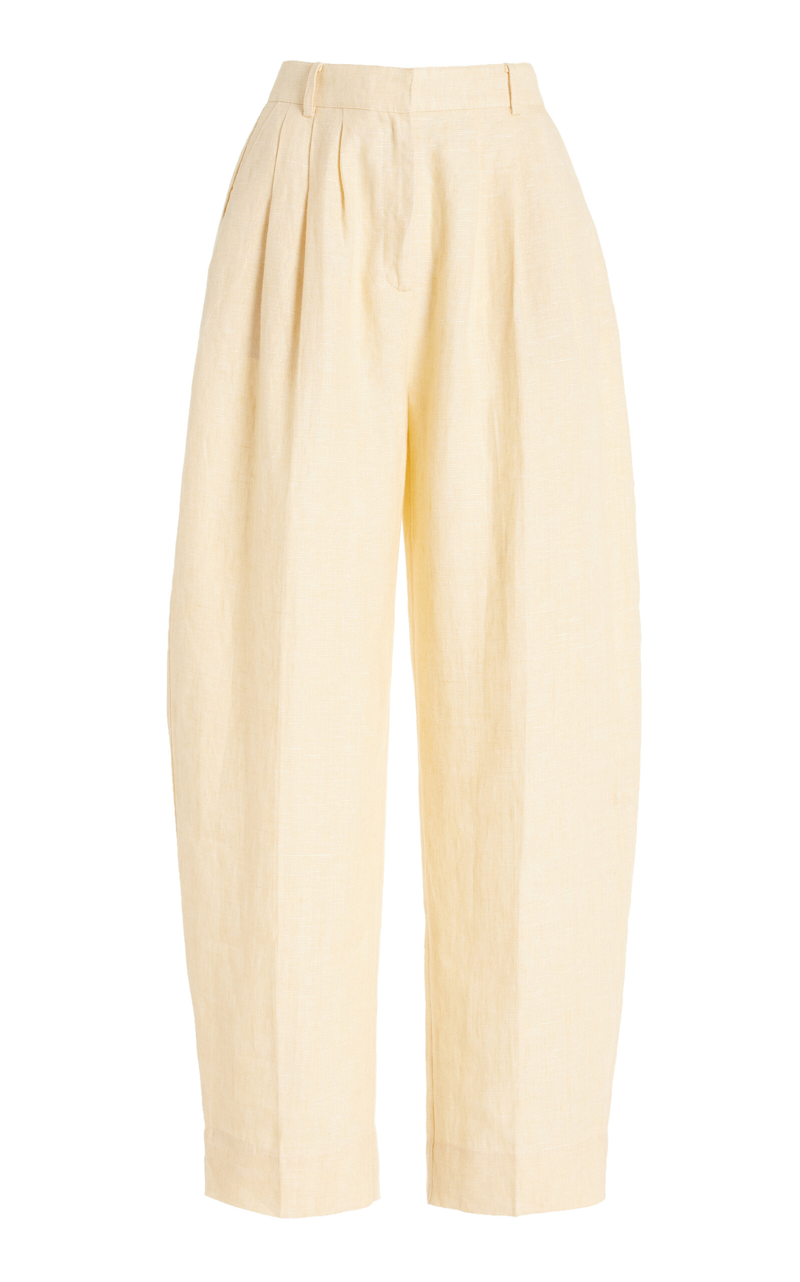 Posse Rio Pleated Linen Tapered Pants - Yellow