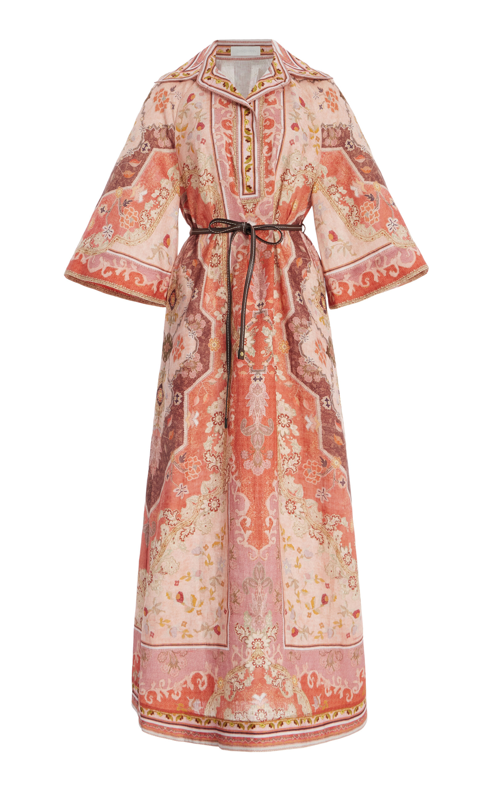 Shop Zimmermann Wylie Linen Tunic Midi Dress In Orange
