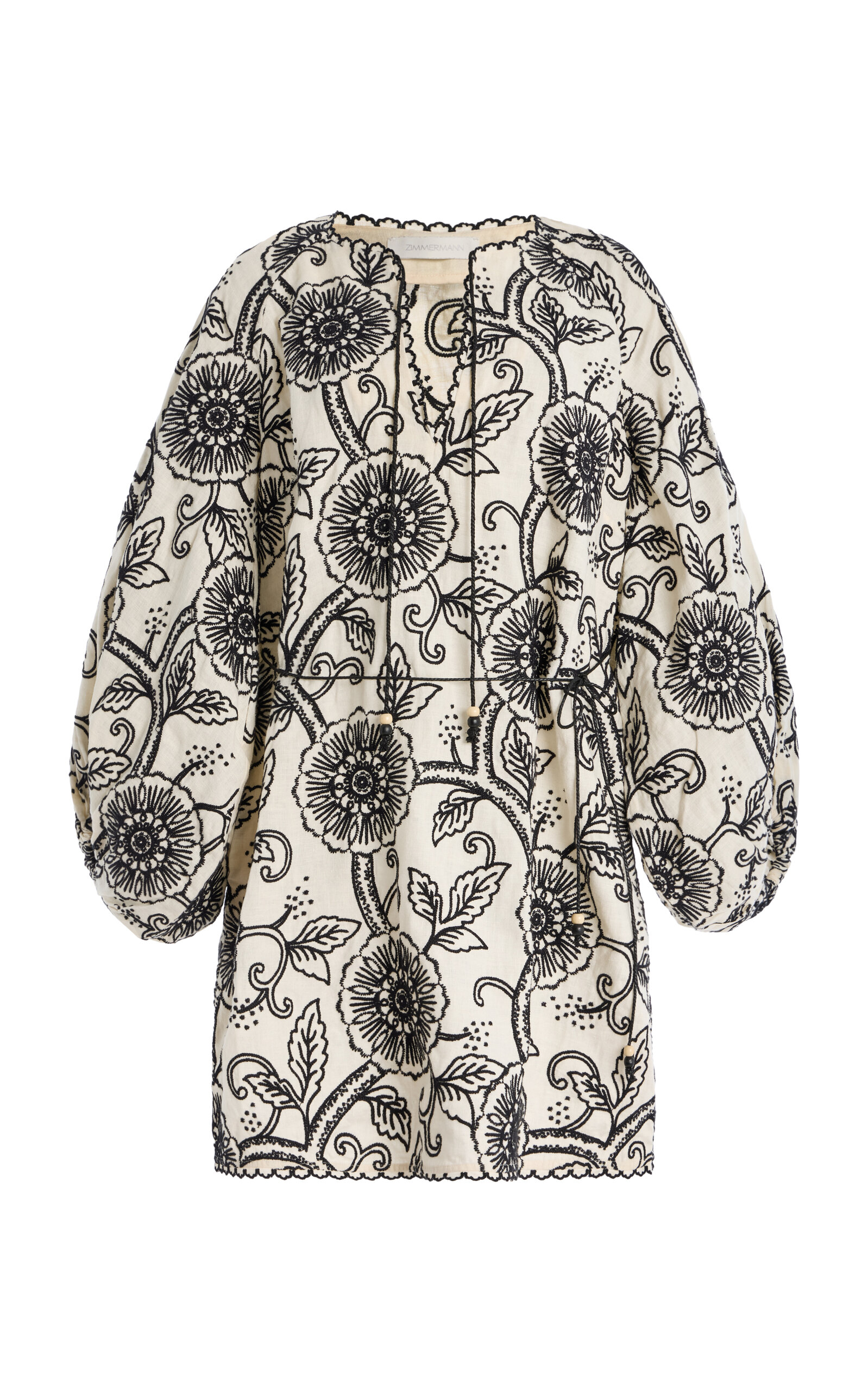 Zimmermann Tallow Embroidered Linen Mini Dress - Ivory