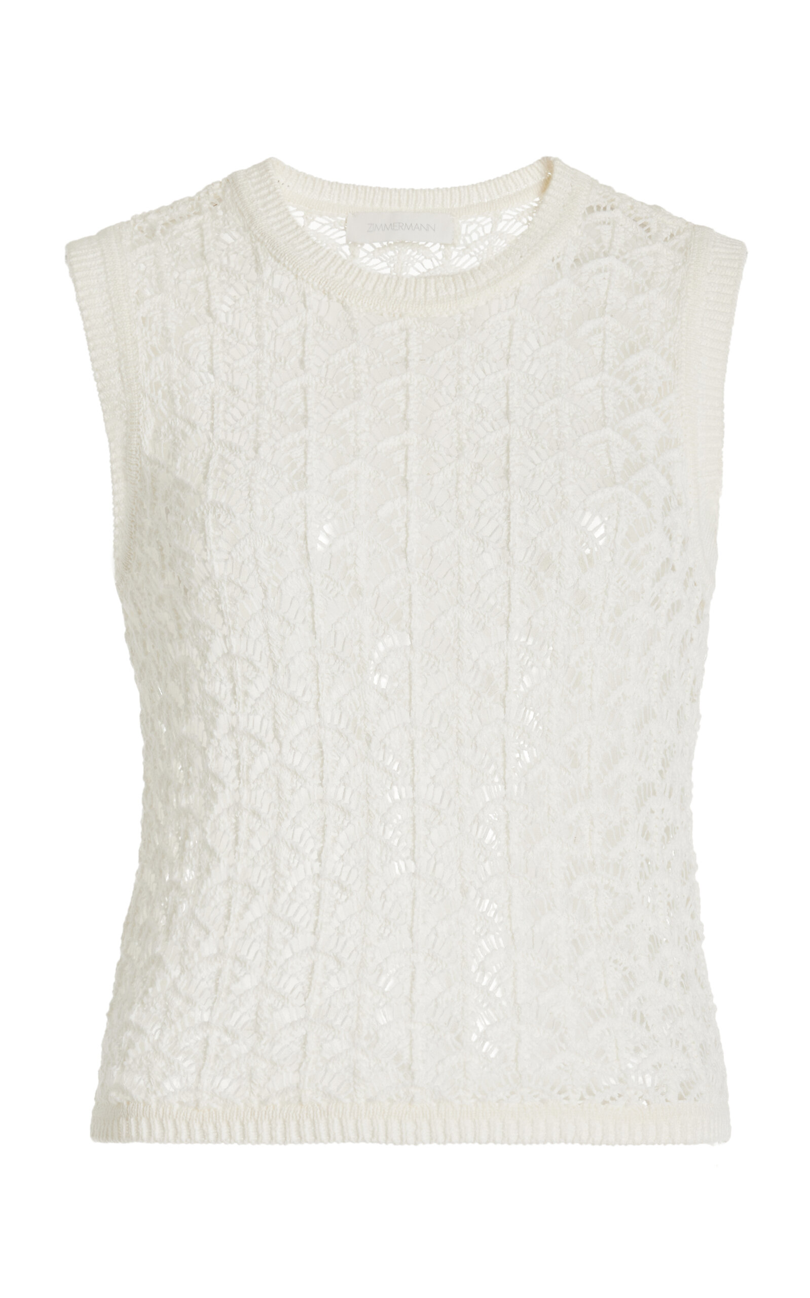 Zimmermann Wylie Cropped Cotton Tank Top - Ivory