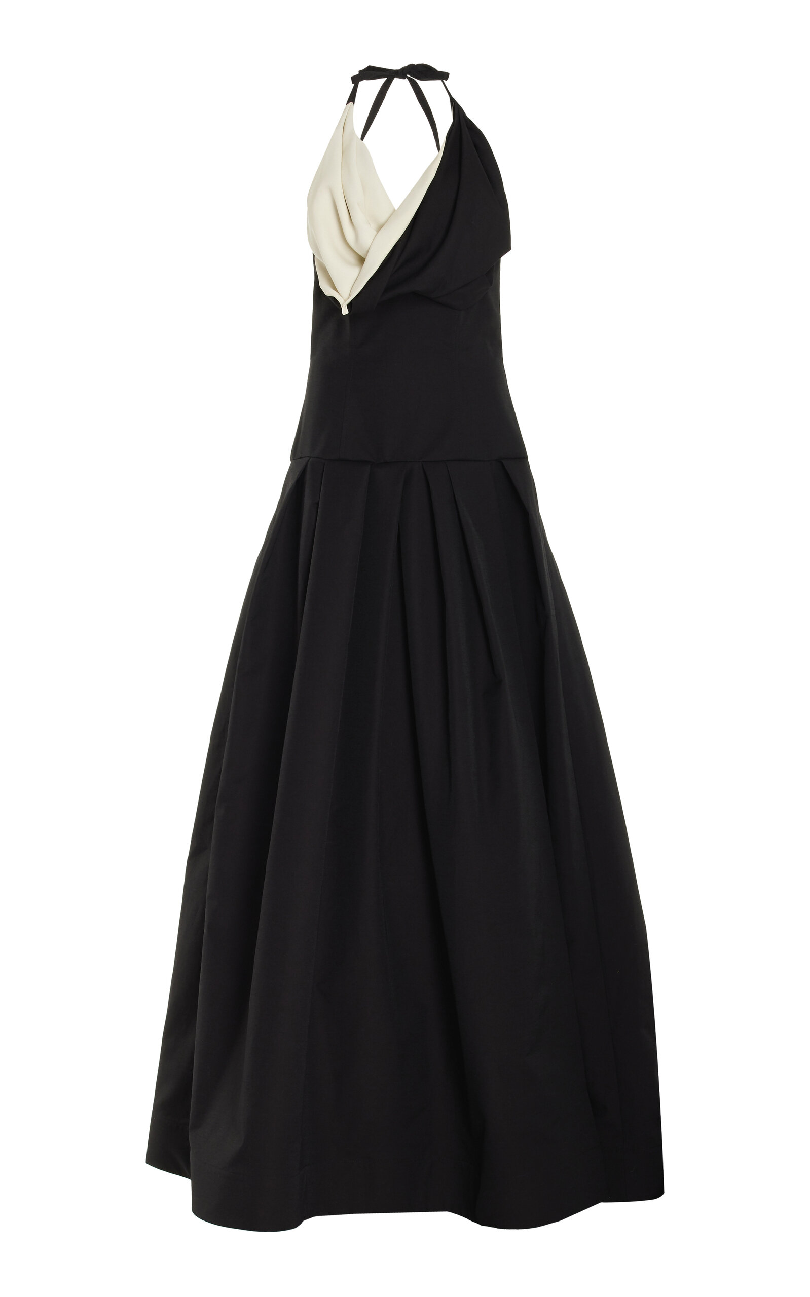 Rosie Assoulin Swoop There It Is Draped Cotton Gown - Black/white