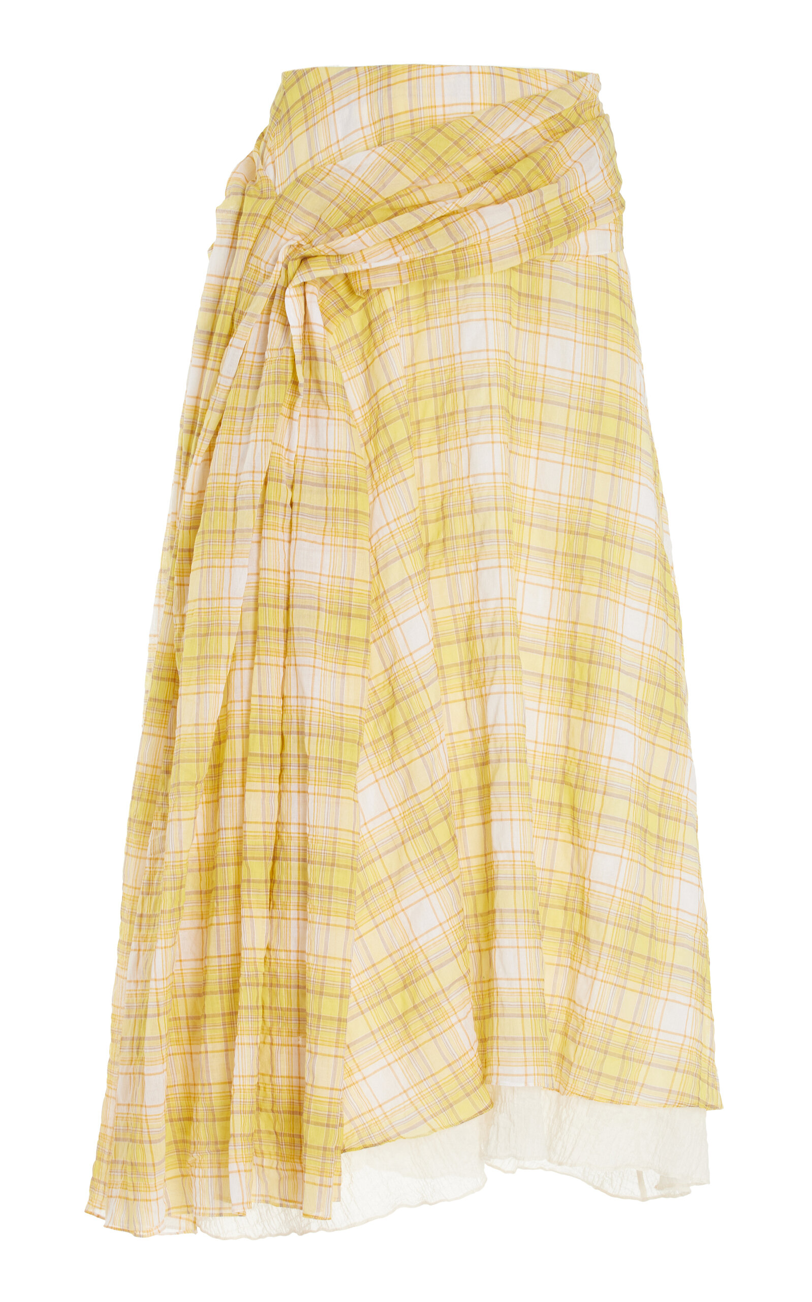 Rosie Assoulin Draped Plaid Stretch-Cotton Midi Skirt